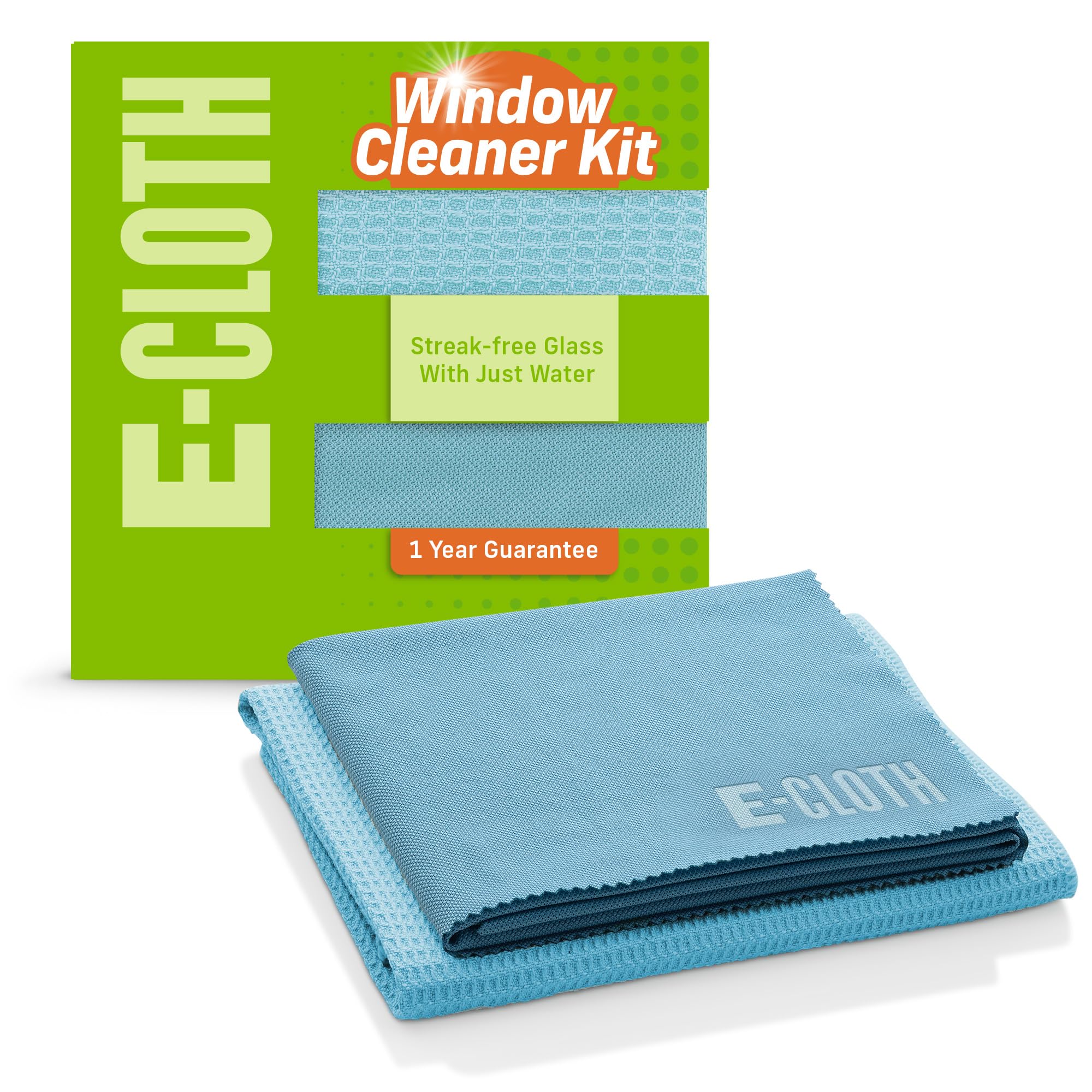 E-Cloth Window Cleaner Kit - Streak-Free Microfiber Cloth Set | Alaskan Blue | 3-Year Promise