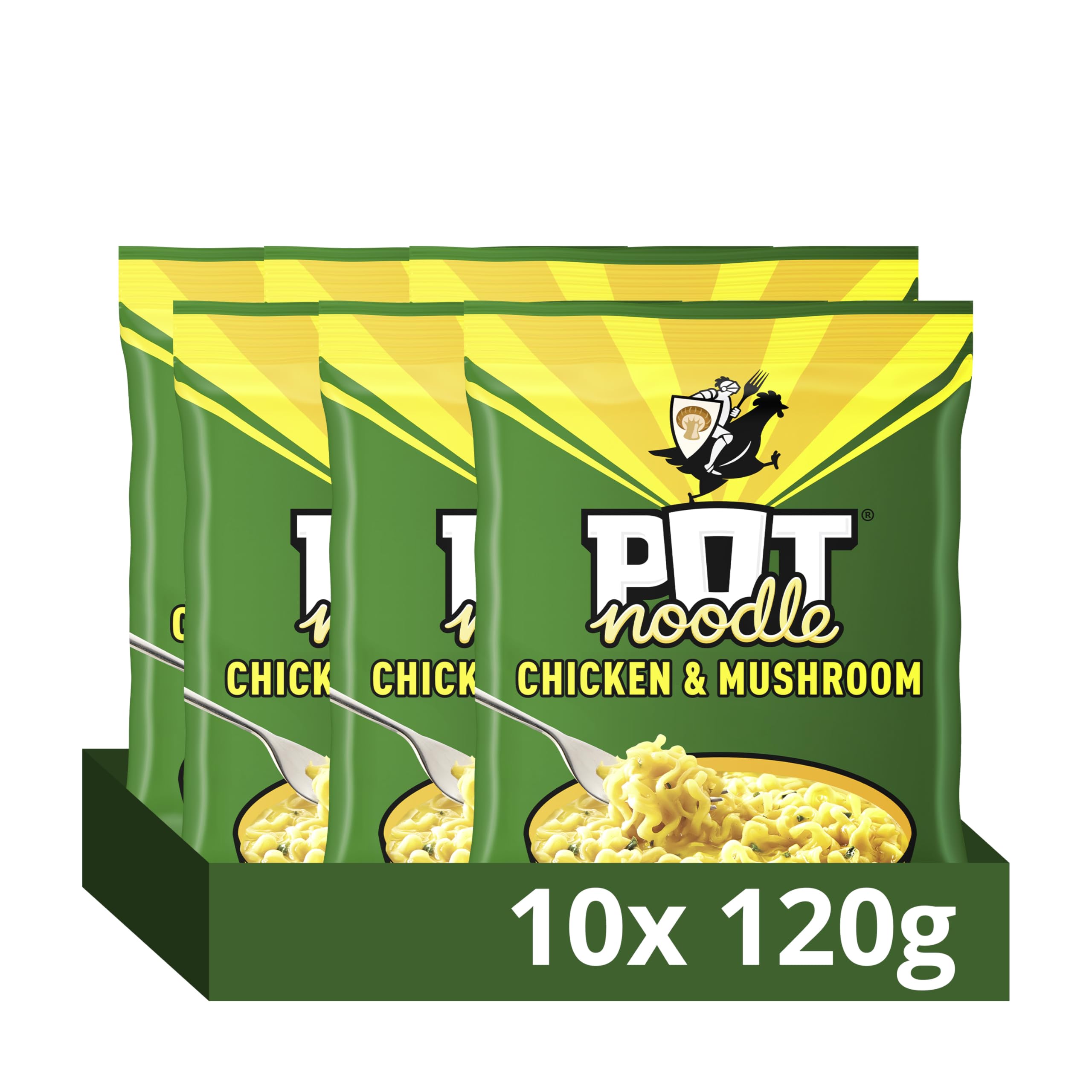 Pot Noodle Chicken & Mushroom Instant Noodles Block with Sauce and Seasoning | 2 Servings 1