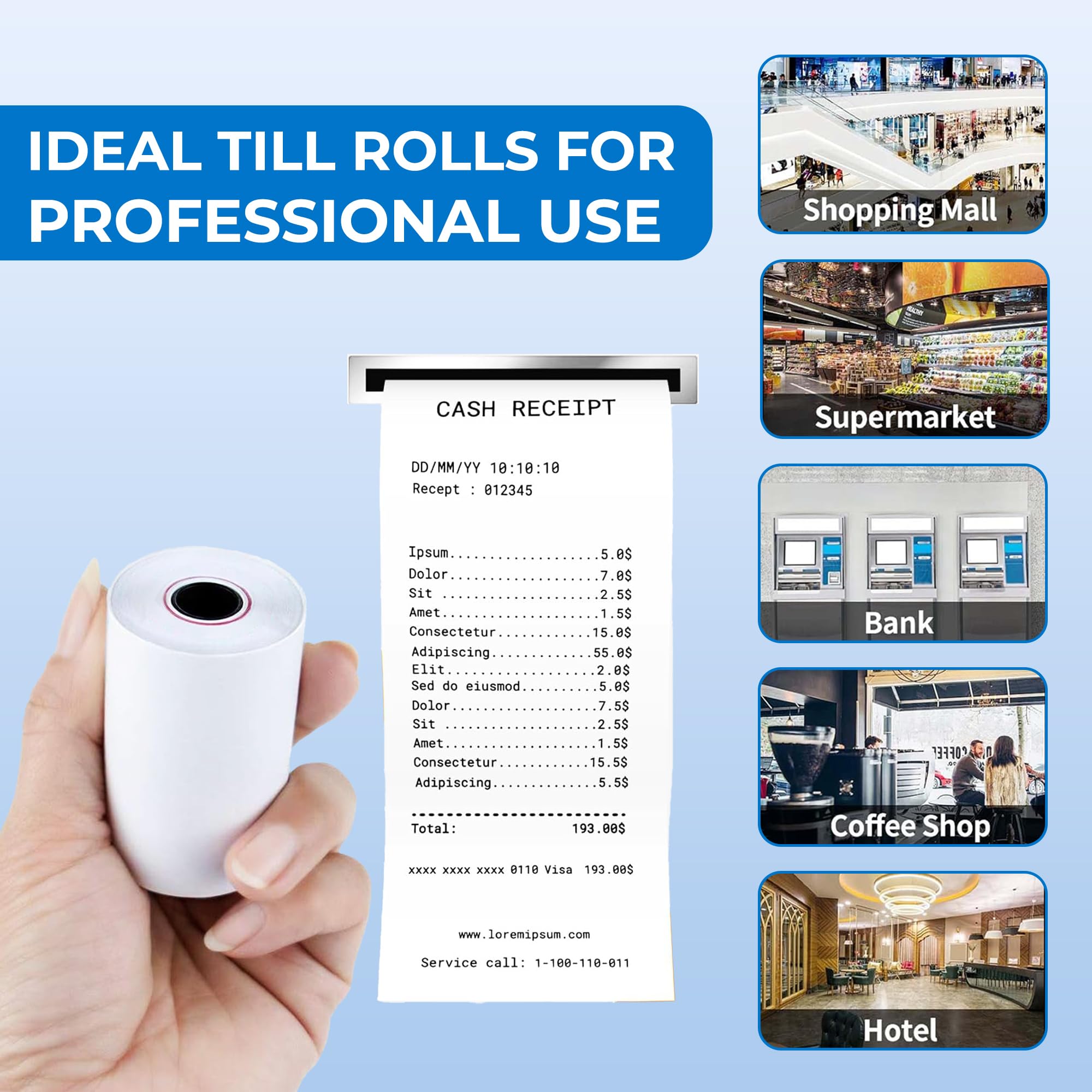 Double Dragon 20 Rolls Thermal Paper Till Receipt Roll | 57 x 40 mm | BPA-Free 3