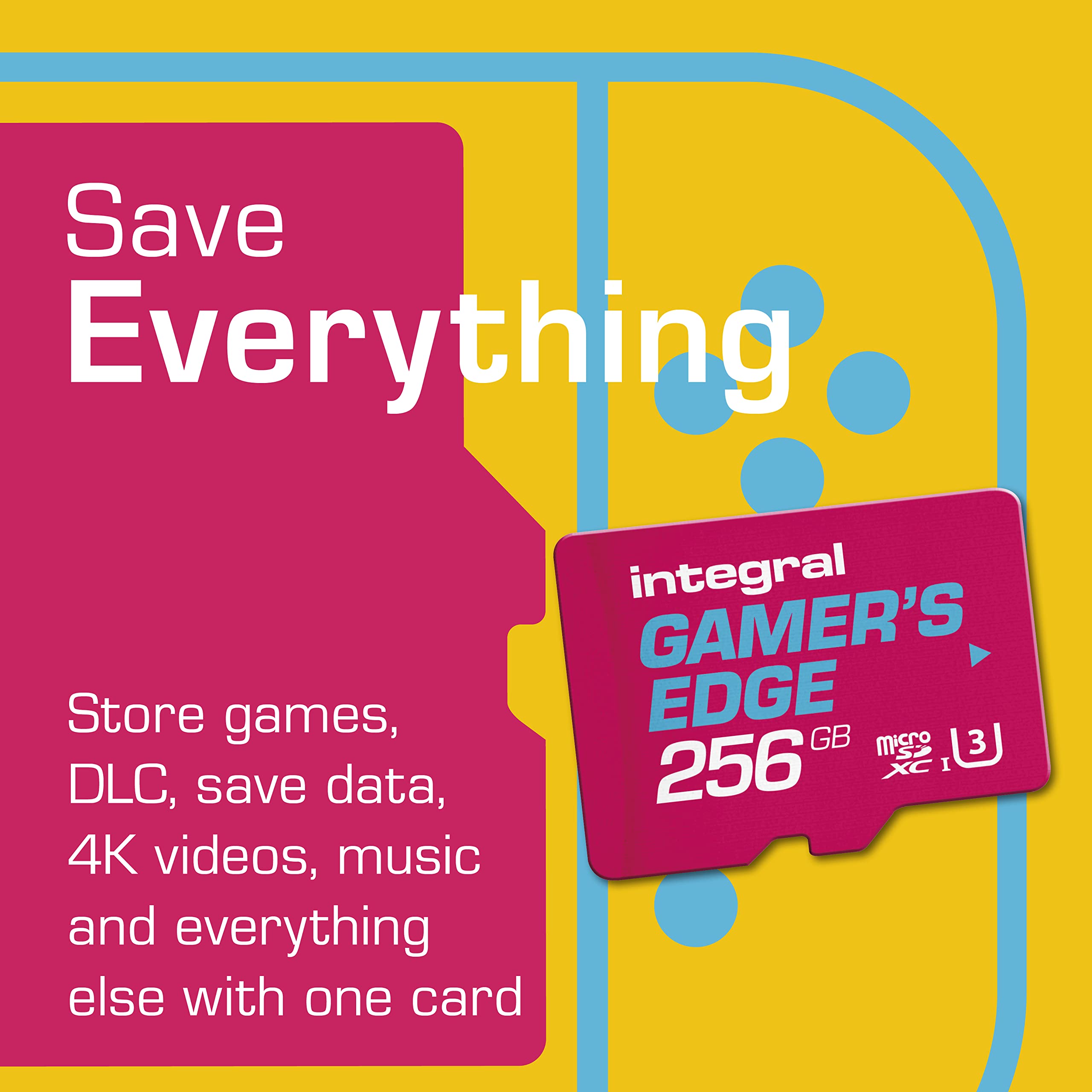 Integral Gamer's Edge Micro SD Card - 256GB Storage for Nintendo Switch | 100MB/s Read 4