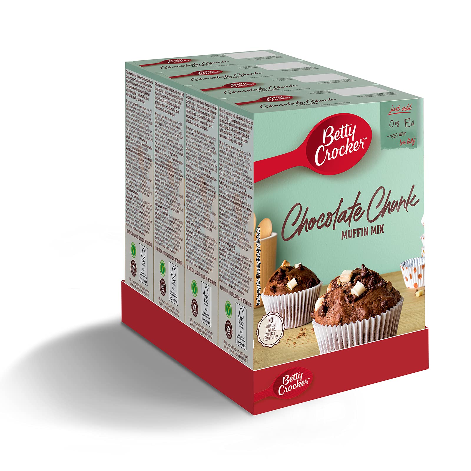 Betty Crocker – Schokoladenstückchen-Muffin-Backmischung (335 g, 4er-Pack)
