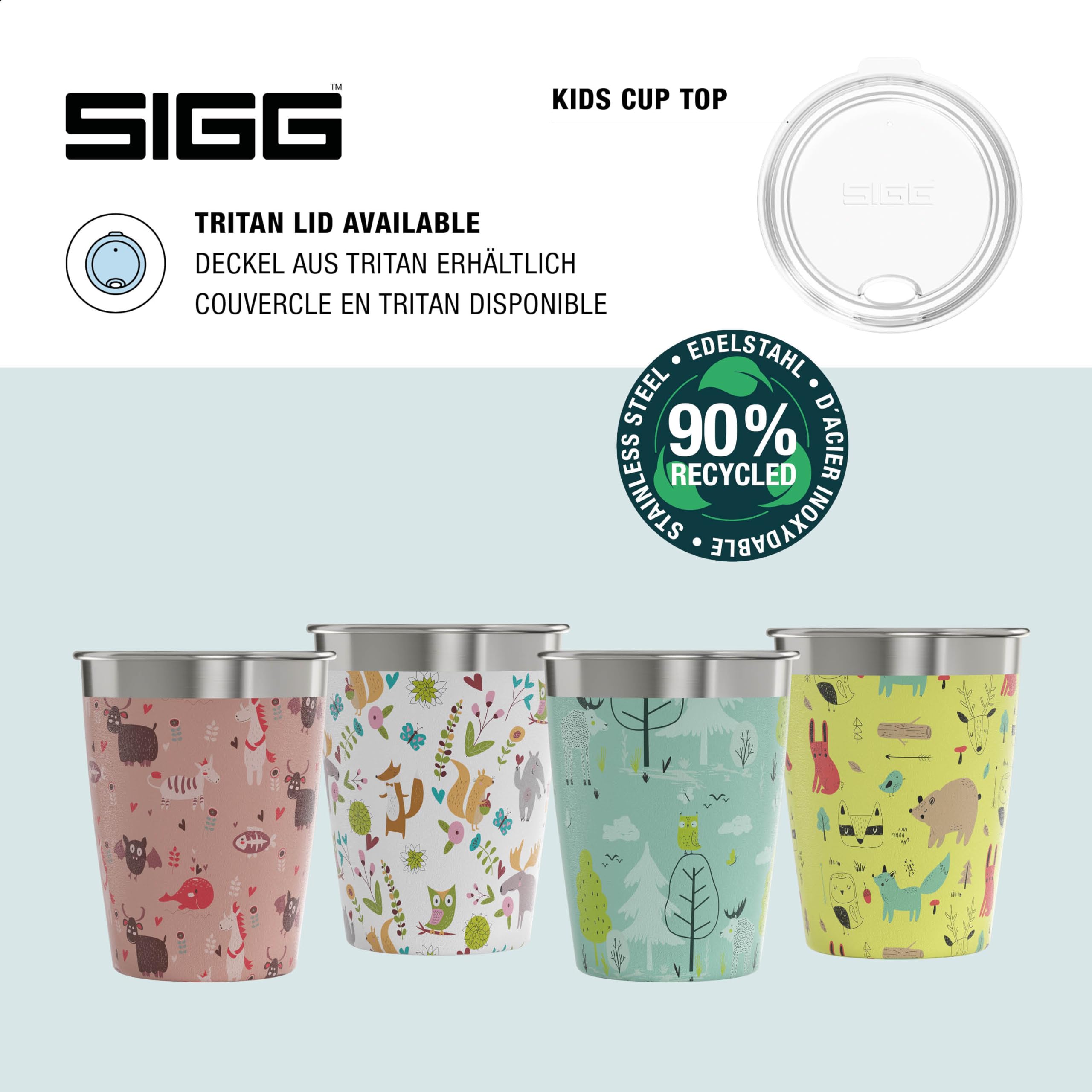 Sigg Kids Stainless Steel Cup Set - 4-Pack with Colorful Designs for Home & On-the-Go 15