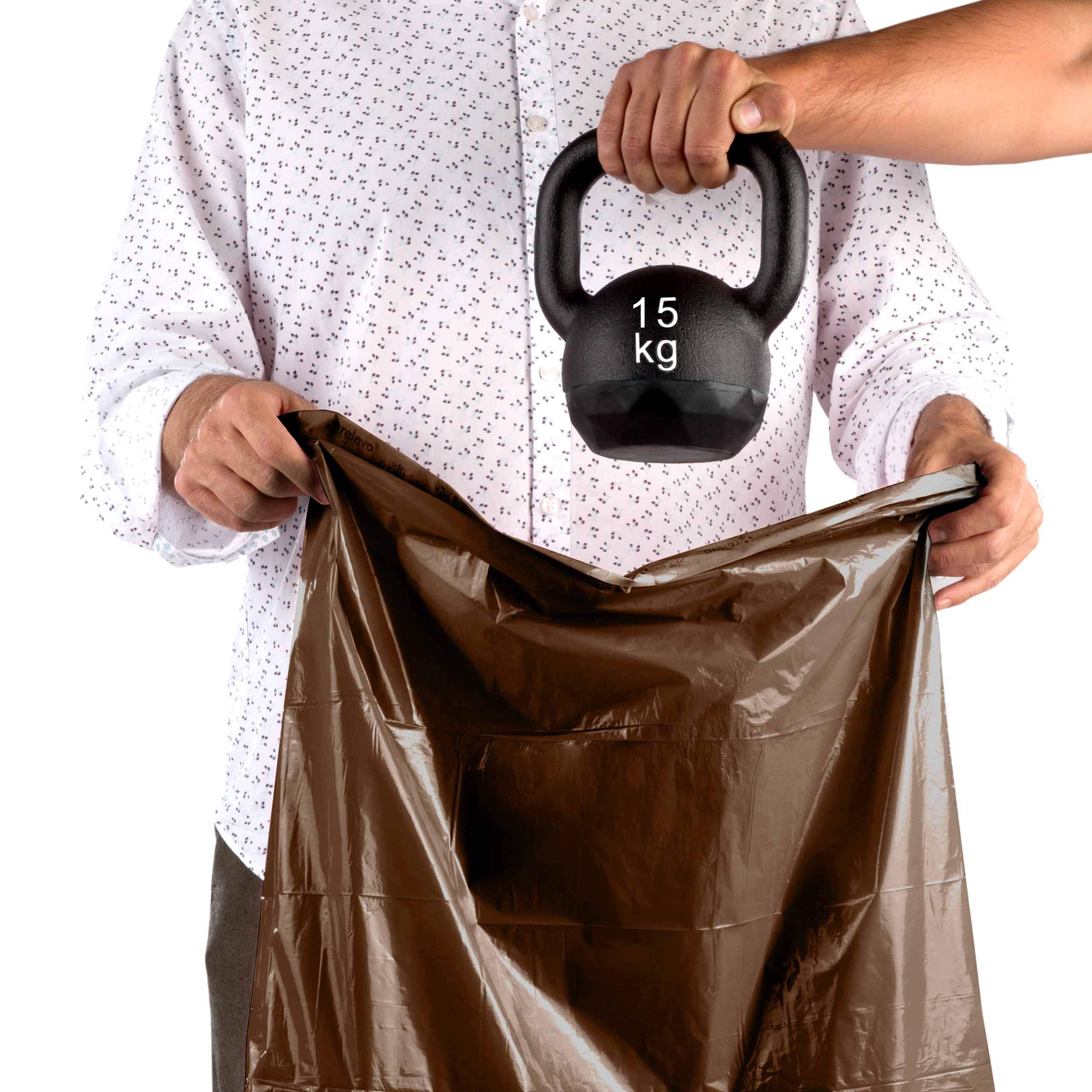 Relevo 20L Bin Bags – 100% Recycled Brown Food Waste Liners, 60 Pack, 30 µm Thick with Drawstring 6