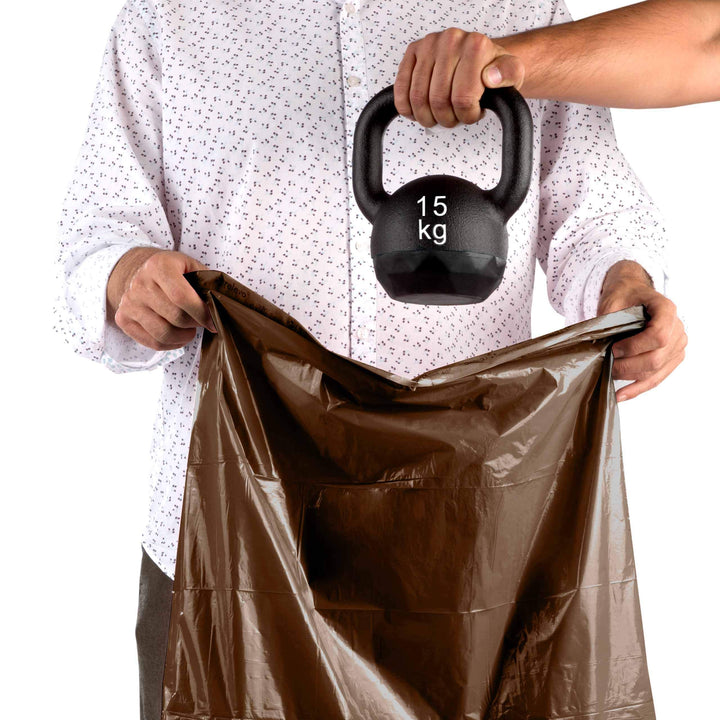 Relevo 20L Bin Bags – 100% Recycled Brown Food Waste Liners, 60 Pack, 30 µm Thick with Drawstring