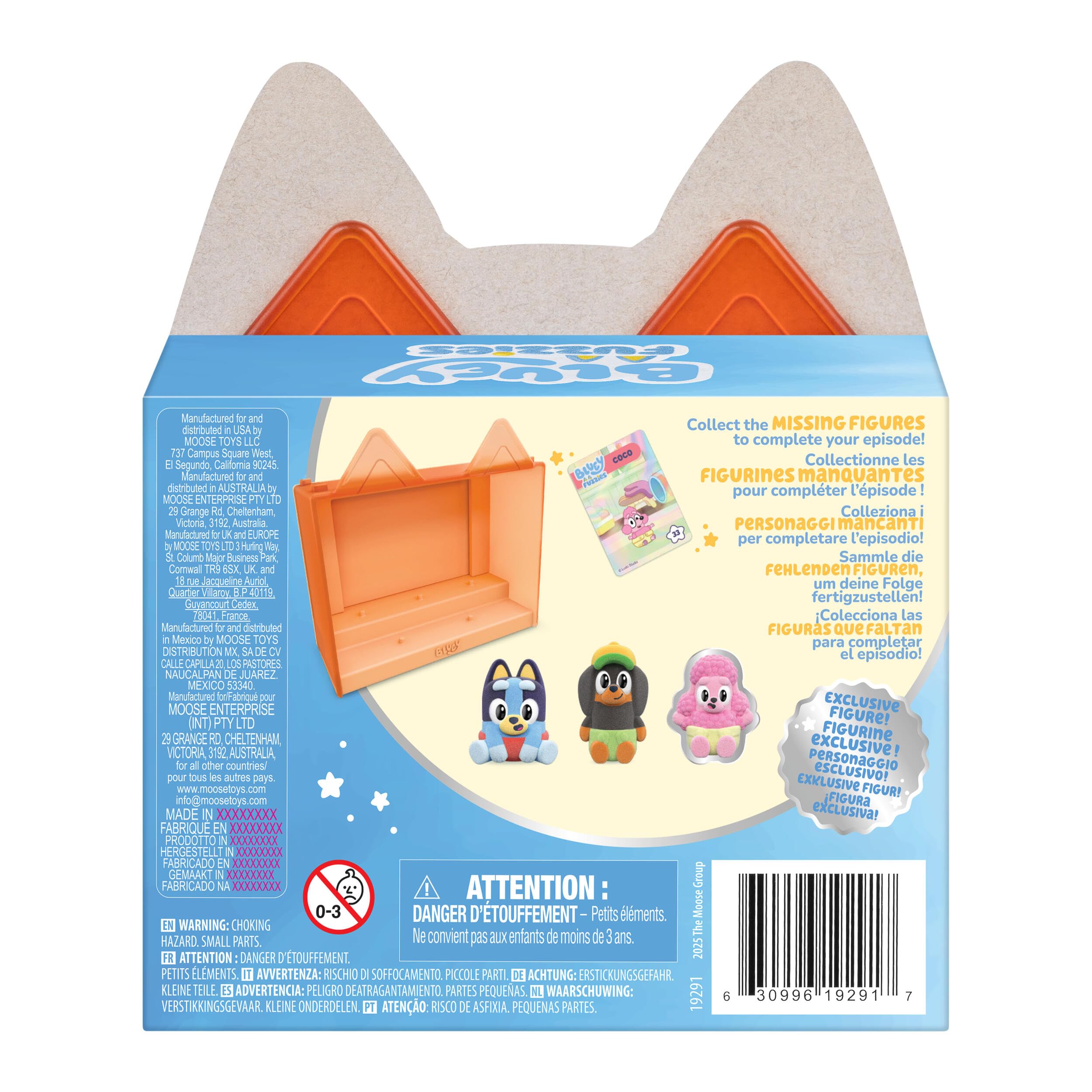 Bluey Fuzzies Episode Pack: Baby Race with 3 Flocked Collectible Figures | Ages 3+ 4