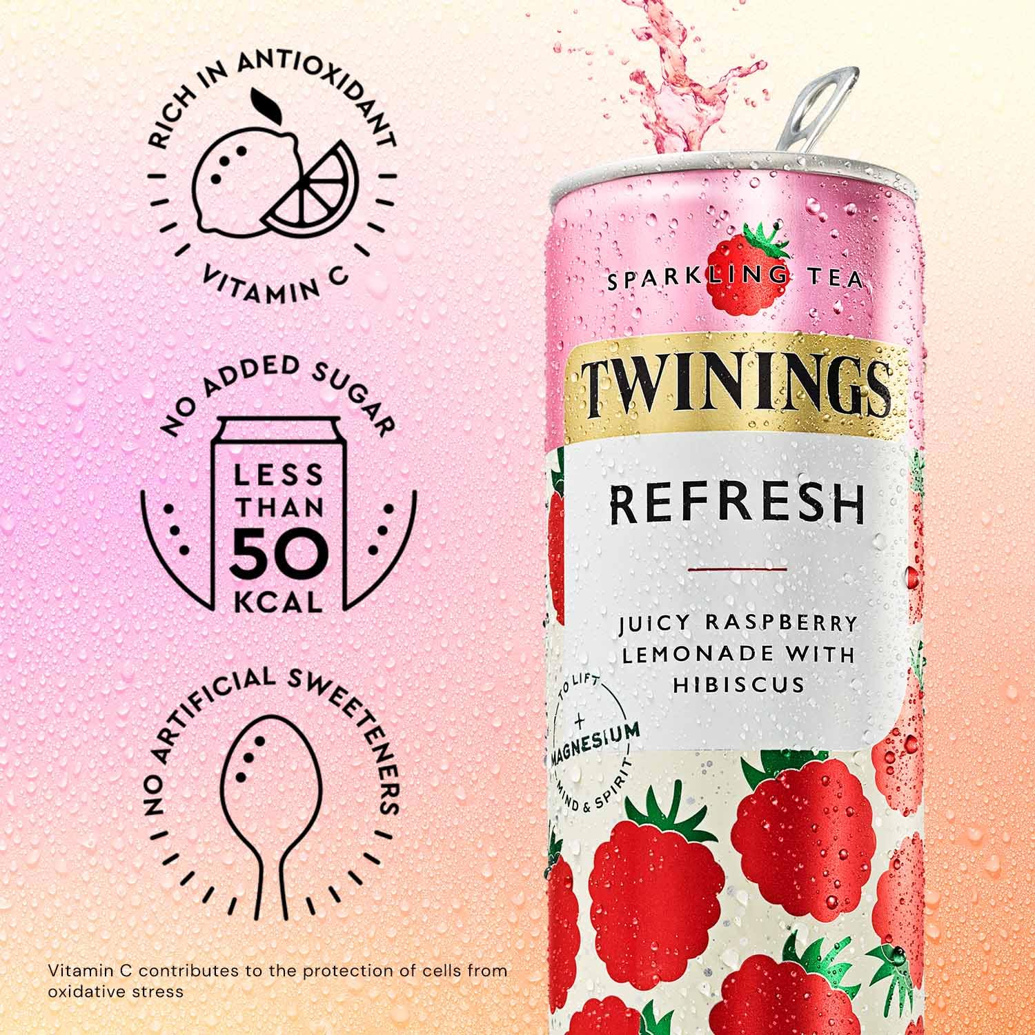 Twinings Raspberry & Lemon Flavoured Sparkling Tea - Refreshing Fruit Infusion with White Tea, No Added Sugar 4