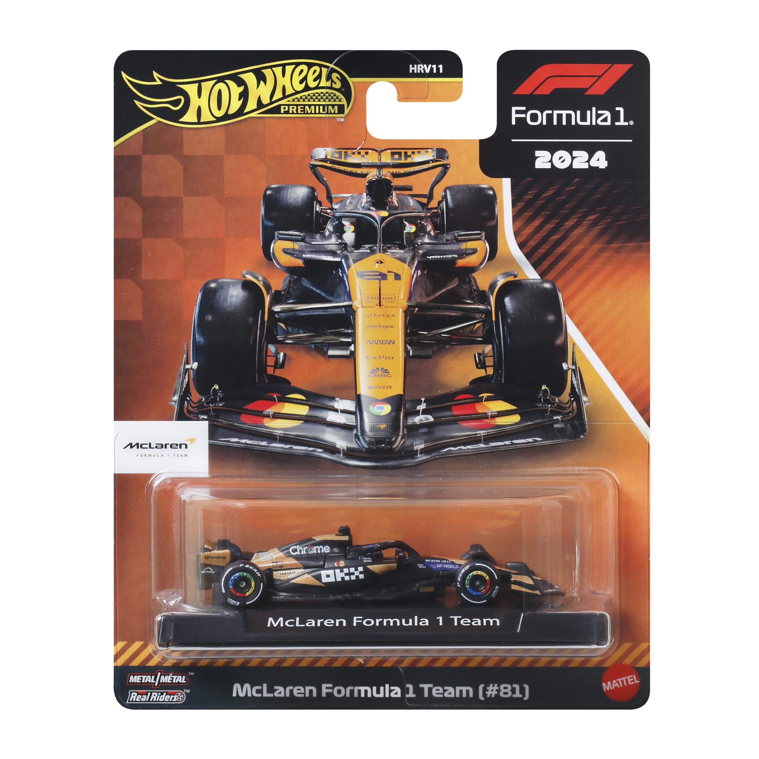 Hot Wheels 1:64 Scale Premium Die-Cast Formula 1 Collectible Race Car - Yellow 12