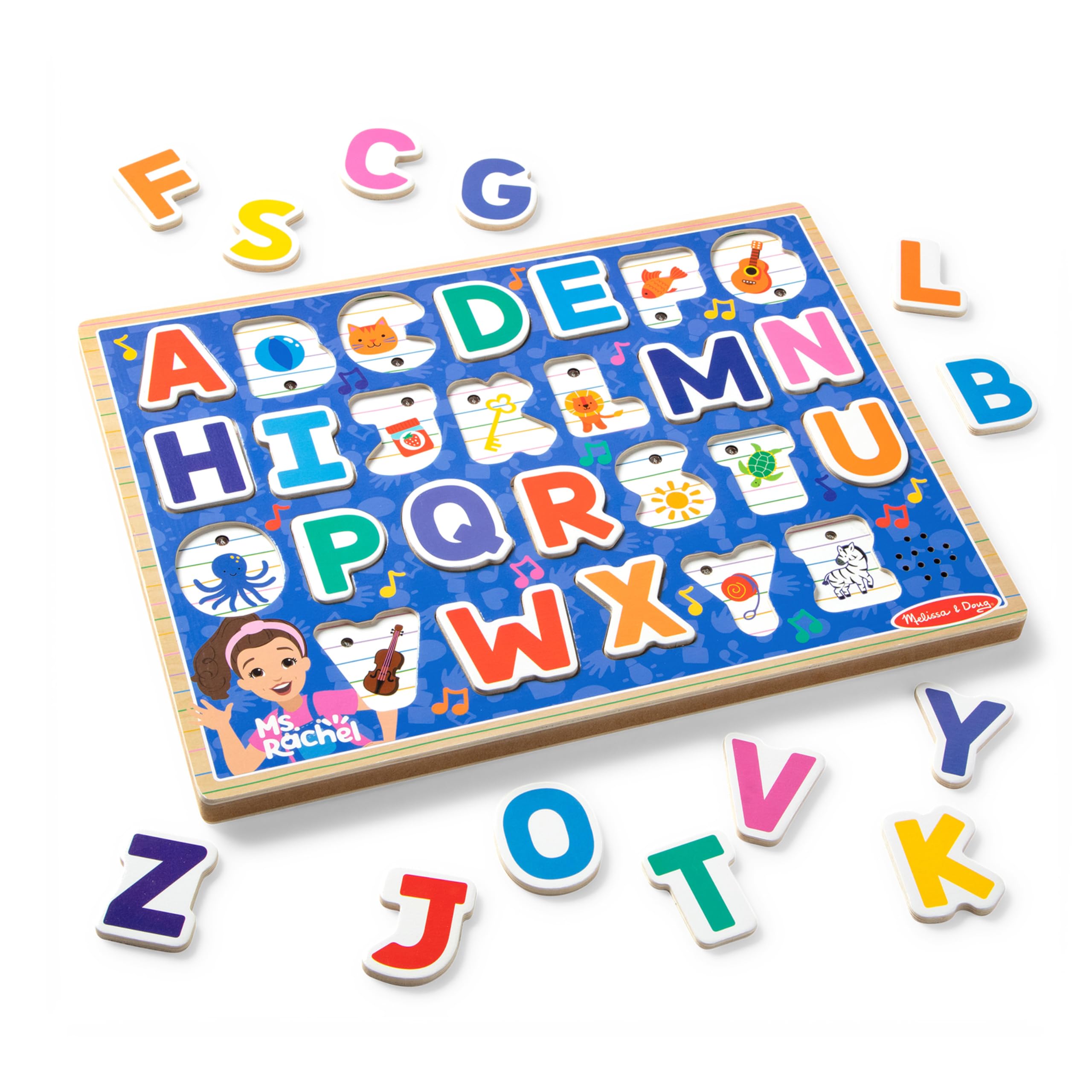 Melissa & Doug Ms Rachel Wooden Phonics Alphabet Sound Puzzle - 26 Pieces, Ages 2+ 1
