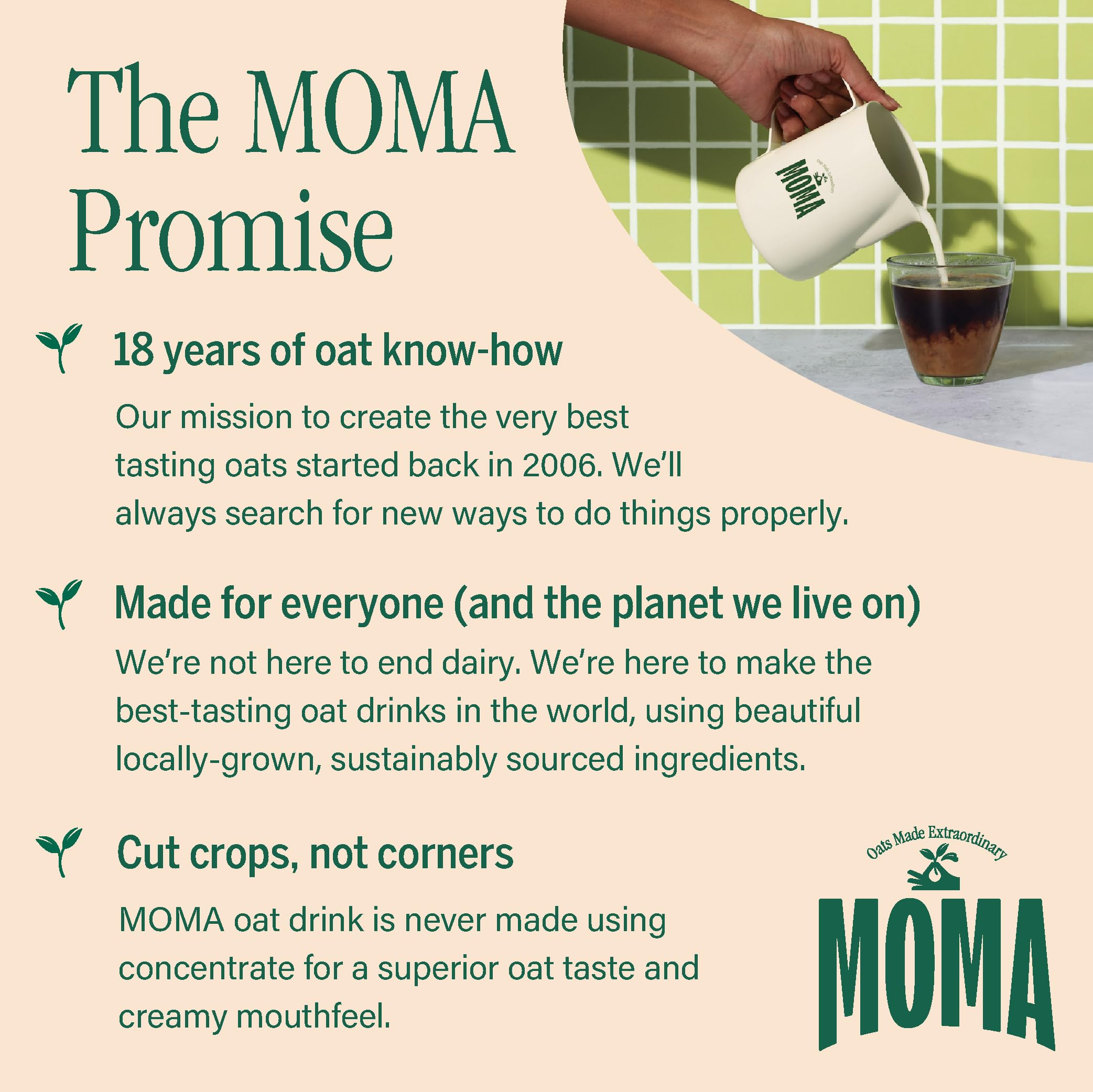 MOMA Pistachio Flavoured Oat Drink - 1L - Plant Based & Vegan - Not From Concentrate 18