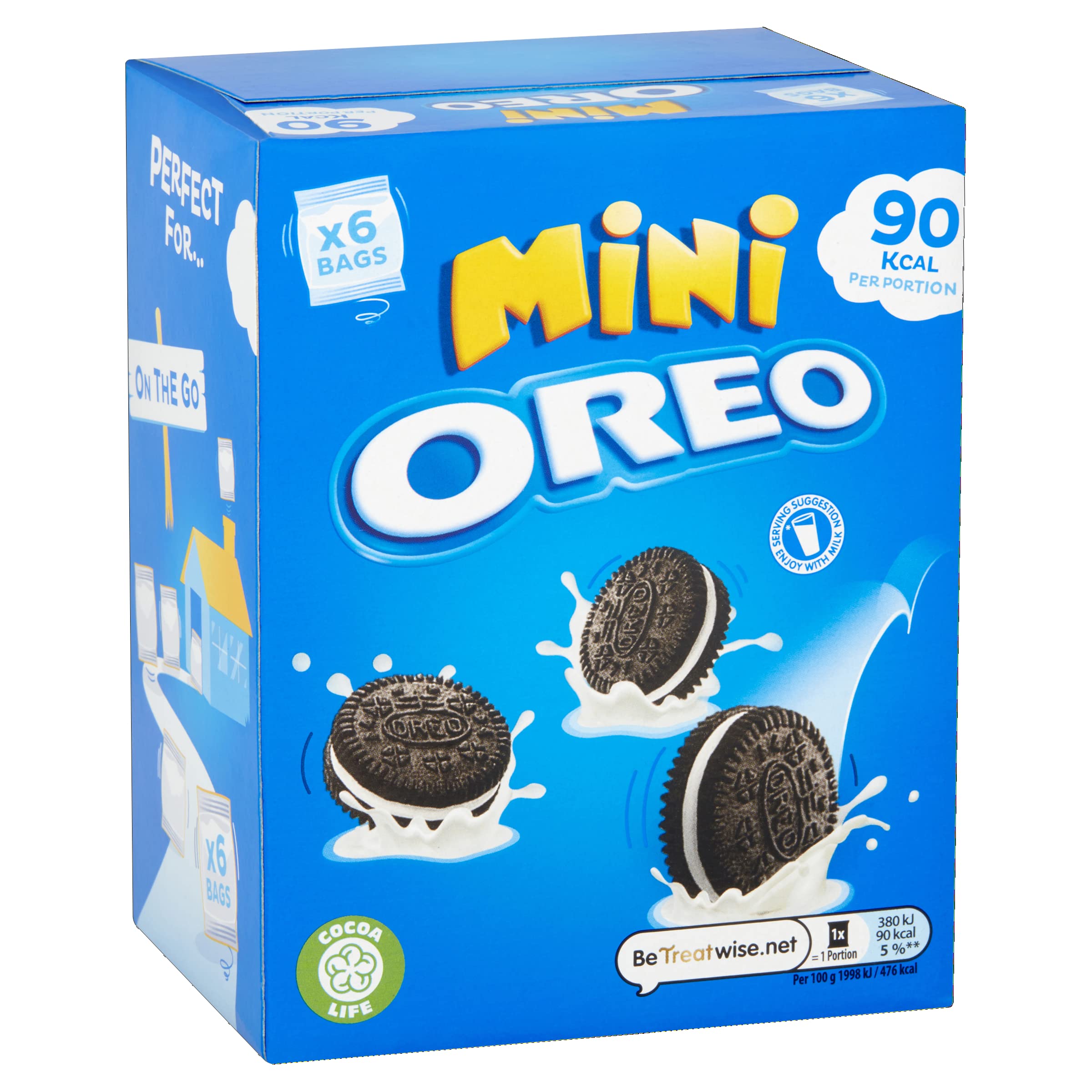 Oreo Chocolate Sandwich Biscuit Mini Bags, Classic Cream-Filled Snacks, Pack of 6 8