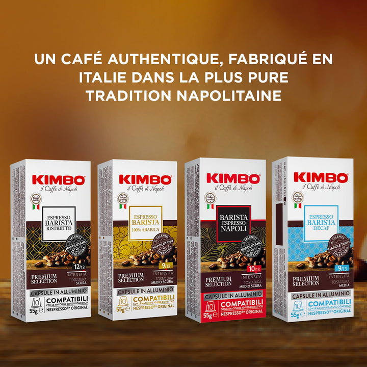 Kimbo Barista Decaf Capsules (10-Pack) | Nespresso Compatible | Italian Medium Dark Roast | Aluminium Coffee Pods