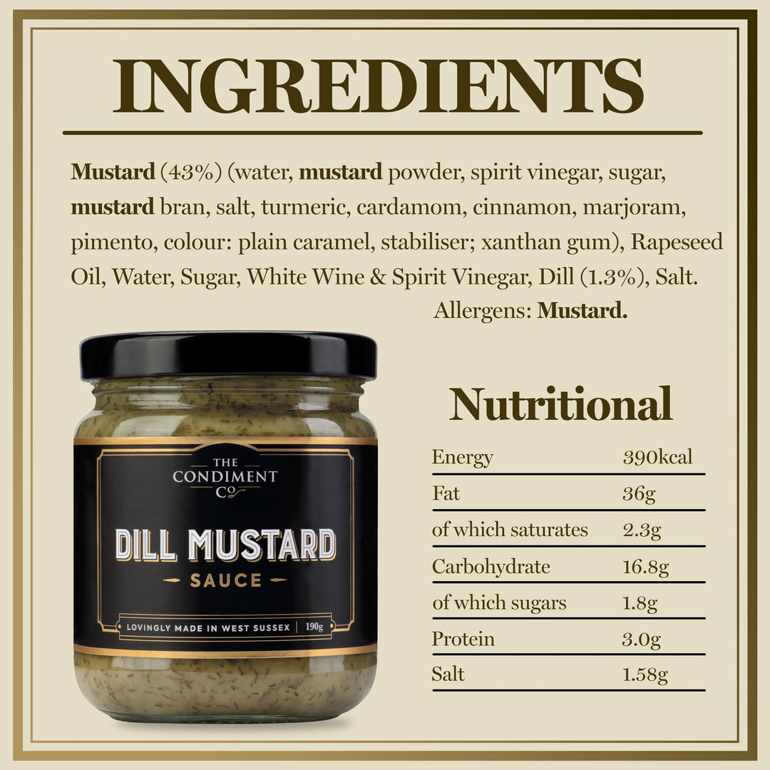 The Condiment Company - Dill Mustard 190g, Mustard & Dill Sauce for Fish, Sandwiches, Salad Dressings
