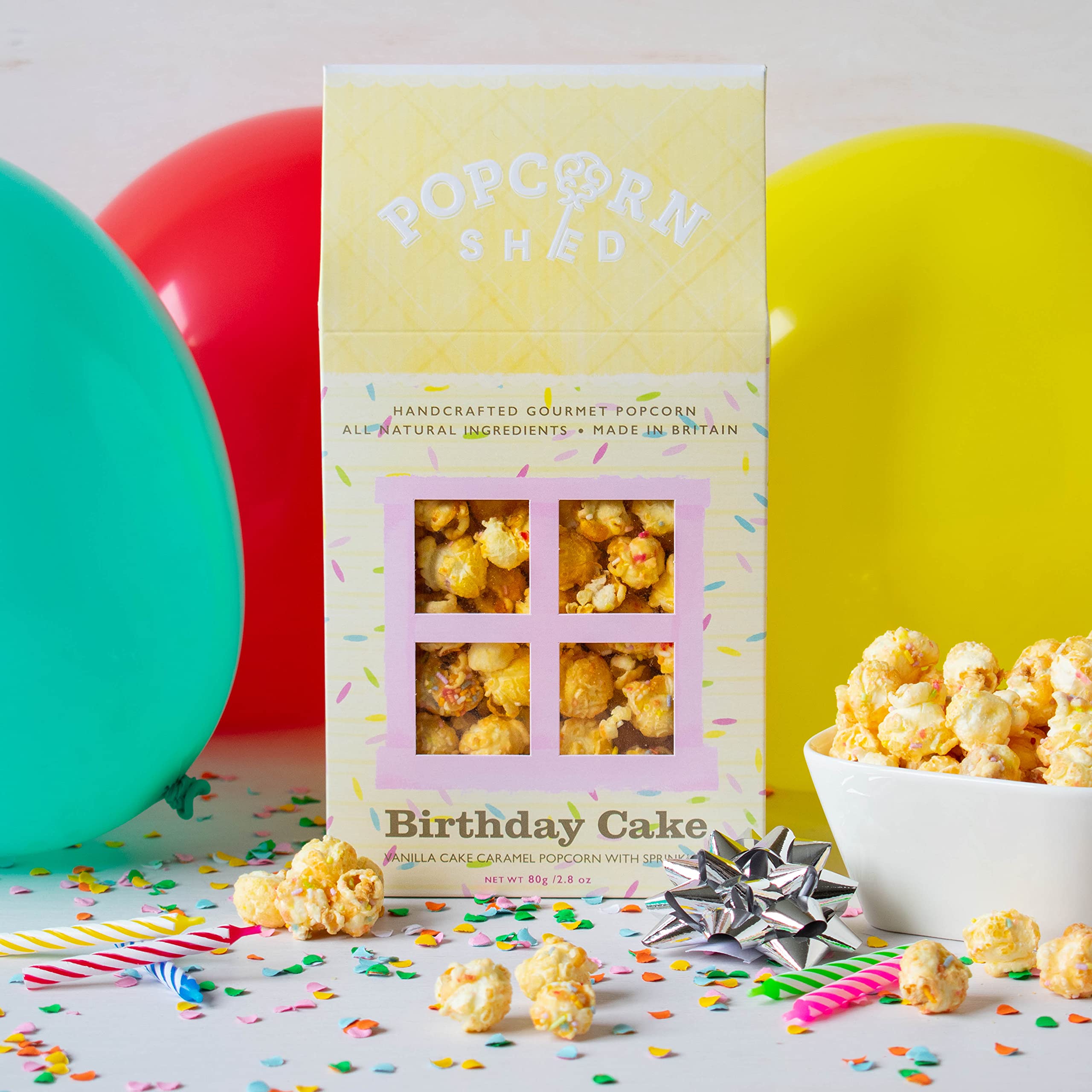 Popcorn Shed Birthday Cake Popcorn - 80g Gourmet Snack, Natural & Vegetarian 8