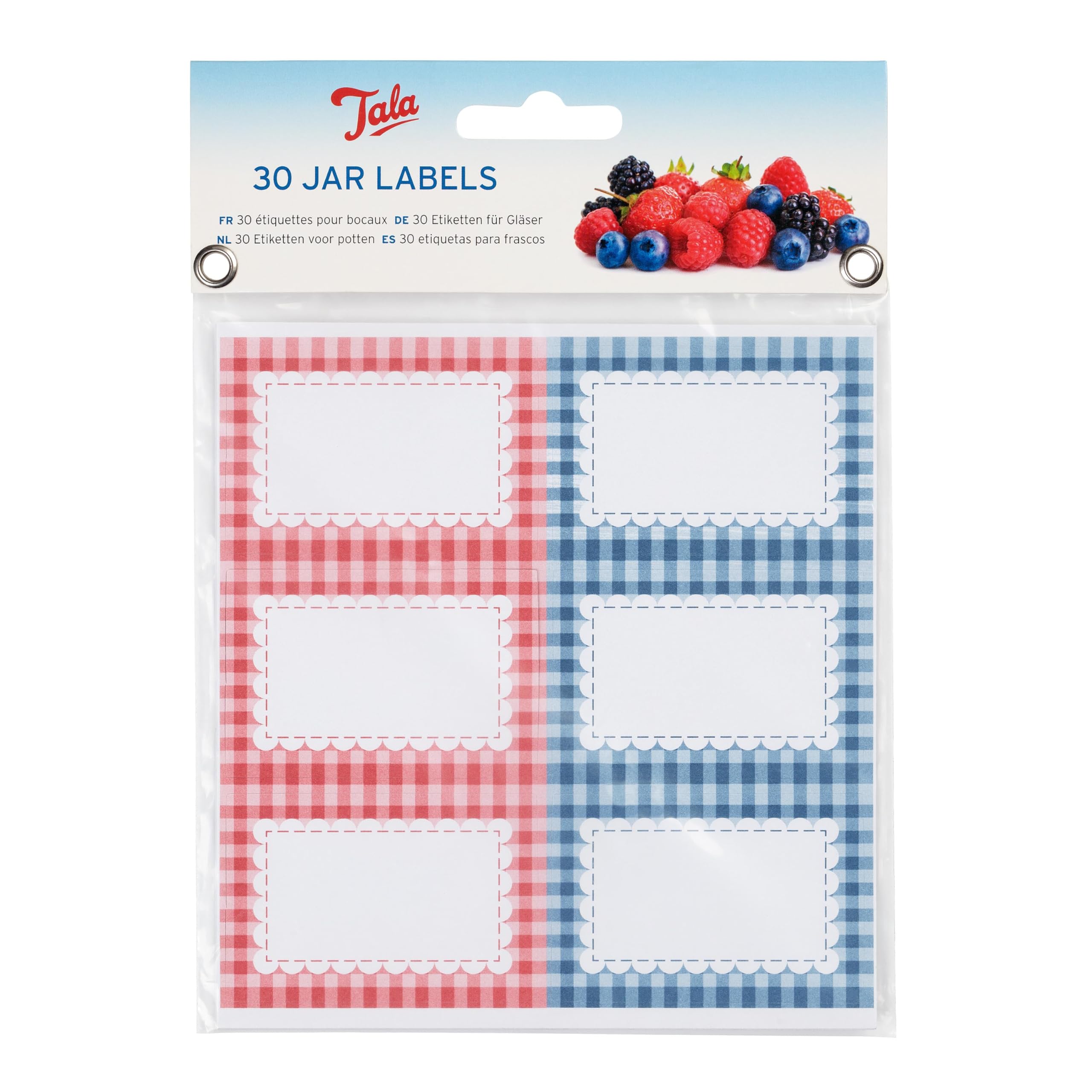 Tala Everyday Gingham Preserving Labels - Self-Adhesive Jar Labels for Homemade Goods | 30 Pack 1