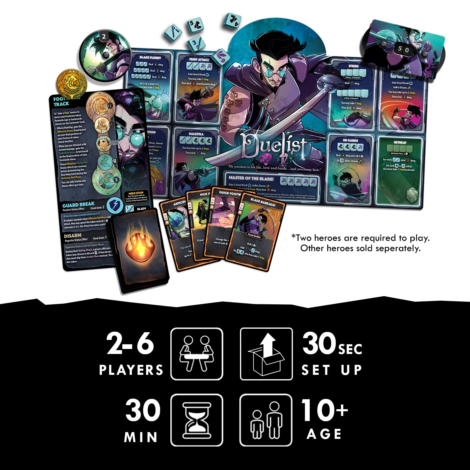 Dice Throne Duelist Hero Pack - Footwork Mechanic, Cross-Season Compatibility | 2-4 Players, Ages 8+