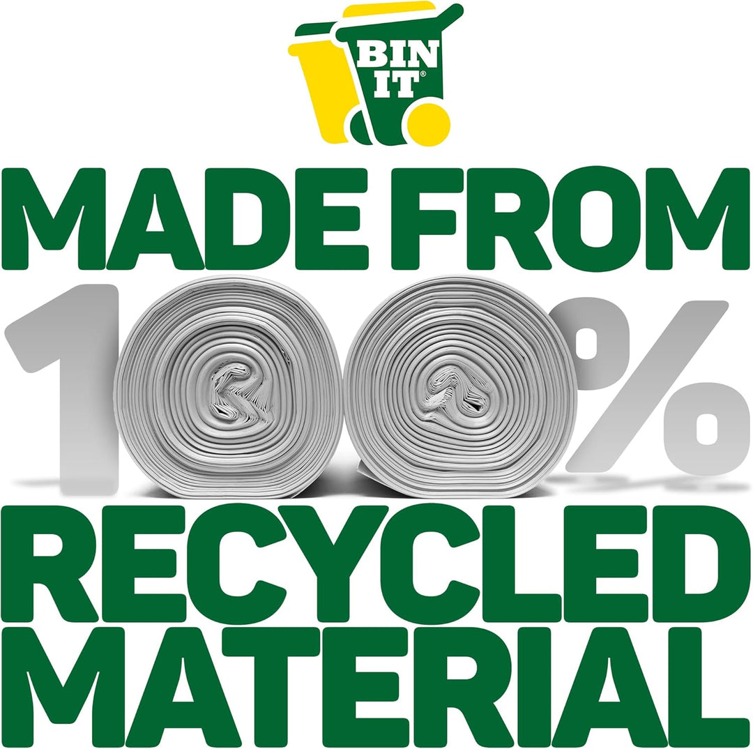 BIN IT Clear Large 70L Strong & Secure Tie Top Recycling Sacks - 100% Recycled LDPE