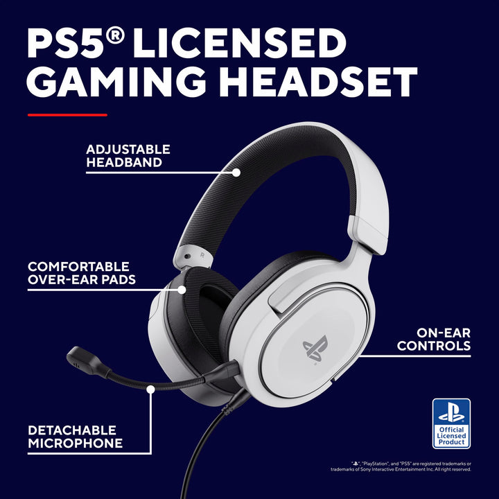 Trust Gaming GXT 498W Forta Officially Licensed PS5 Gaming Headset with 50mm Drivers & Detachable Mic