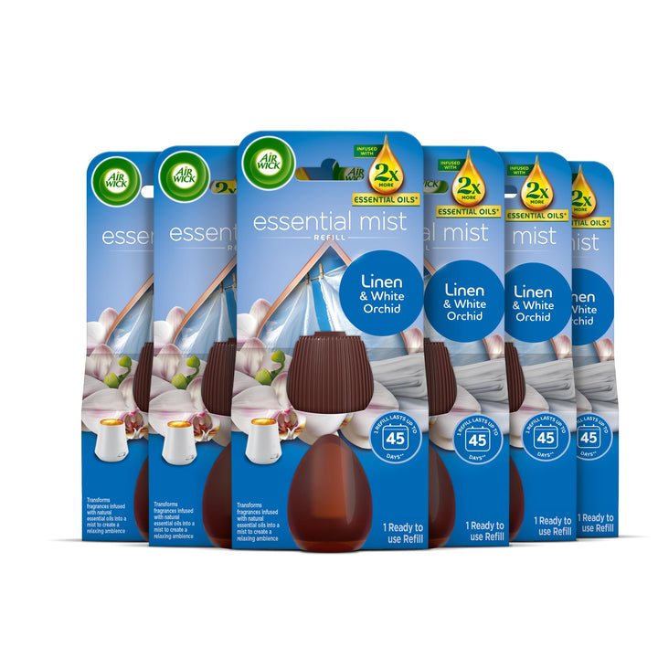 Air Wick - Essential Mist Refills Linen & White Orchid Pack of 6