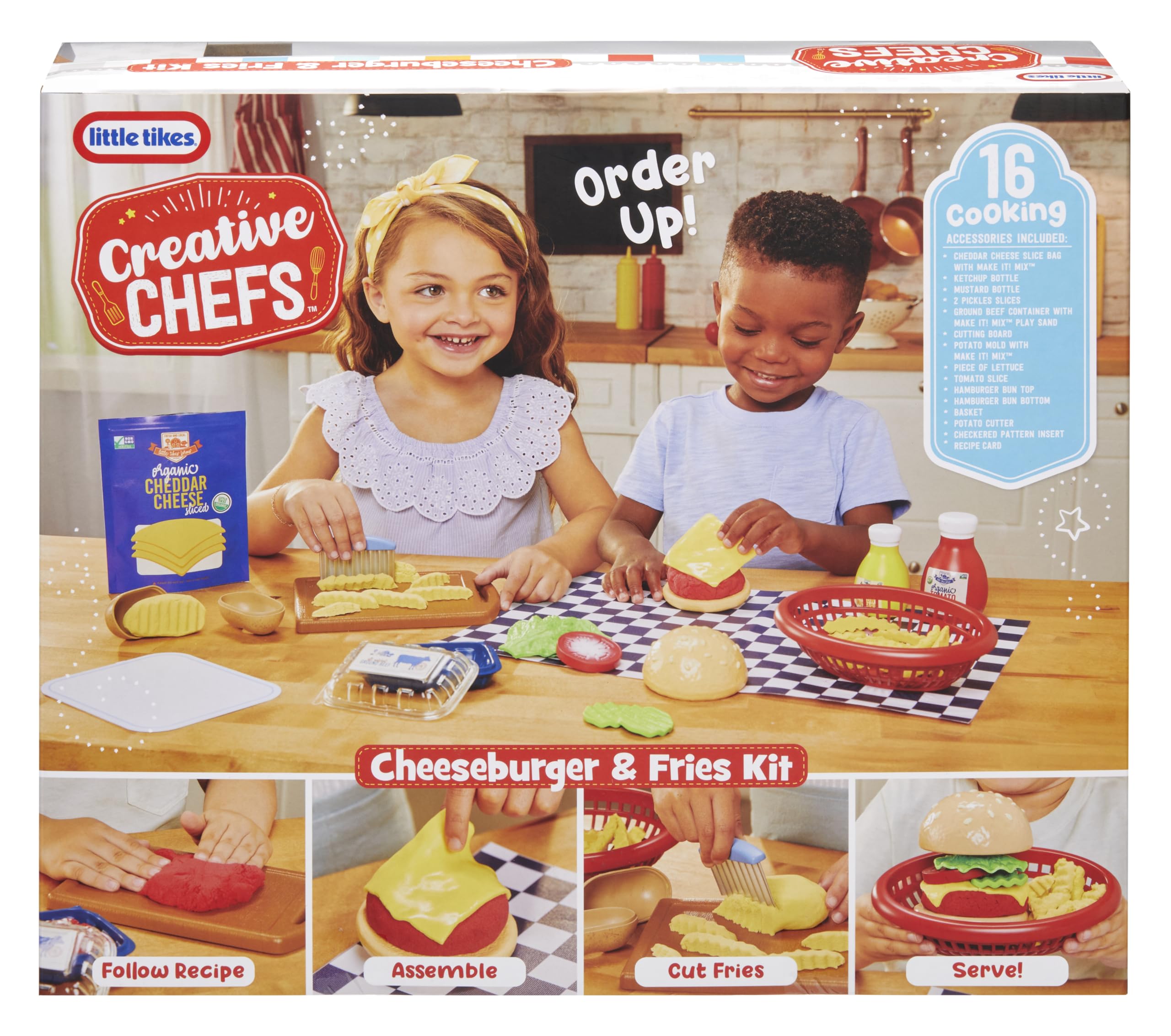 Little Tikes Creative Chefs Cheeseburger and Fries Kit - Realistic Role Play Cooking Set for Kids 3+ 14