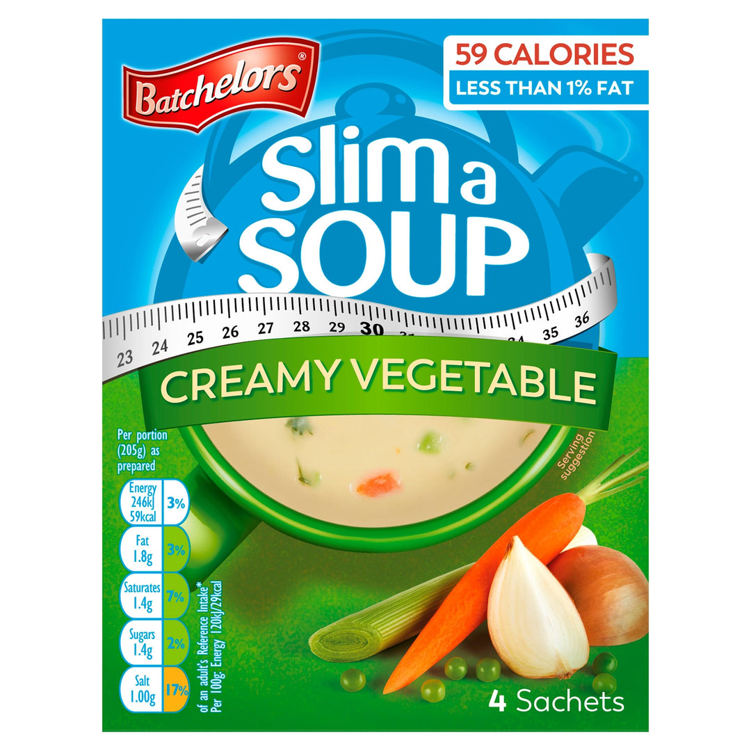 Batchelors Slim a Soup Cream of Vegetable Instant Soup Sachets, Low Fat, 4 Sachets