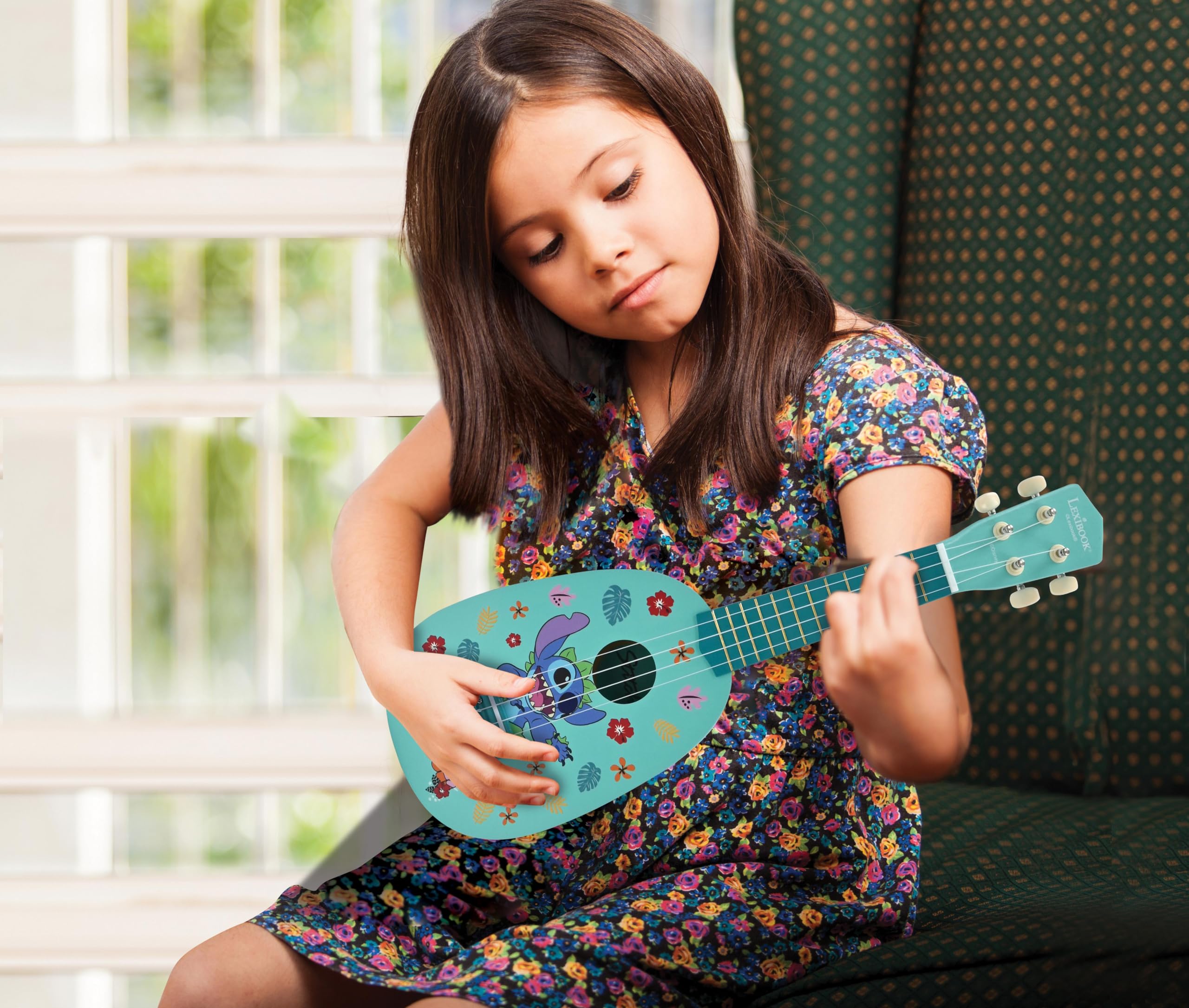 LEXIBOOK Disney Stitch My First Wooden Ukulele - 4 Nylon Strings | 53 cm Size | Ages 3+ 3