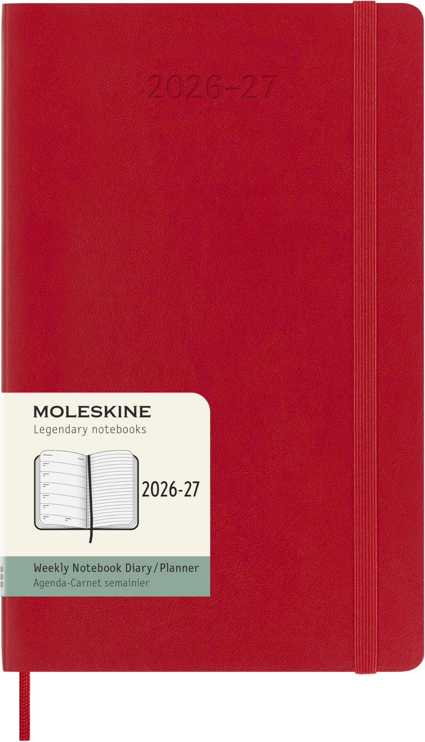 Moleskine 18-Month Weekly Planner 2026-2027 Large Scarlet Red | Ruled Notes Page | Flexibound