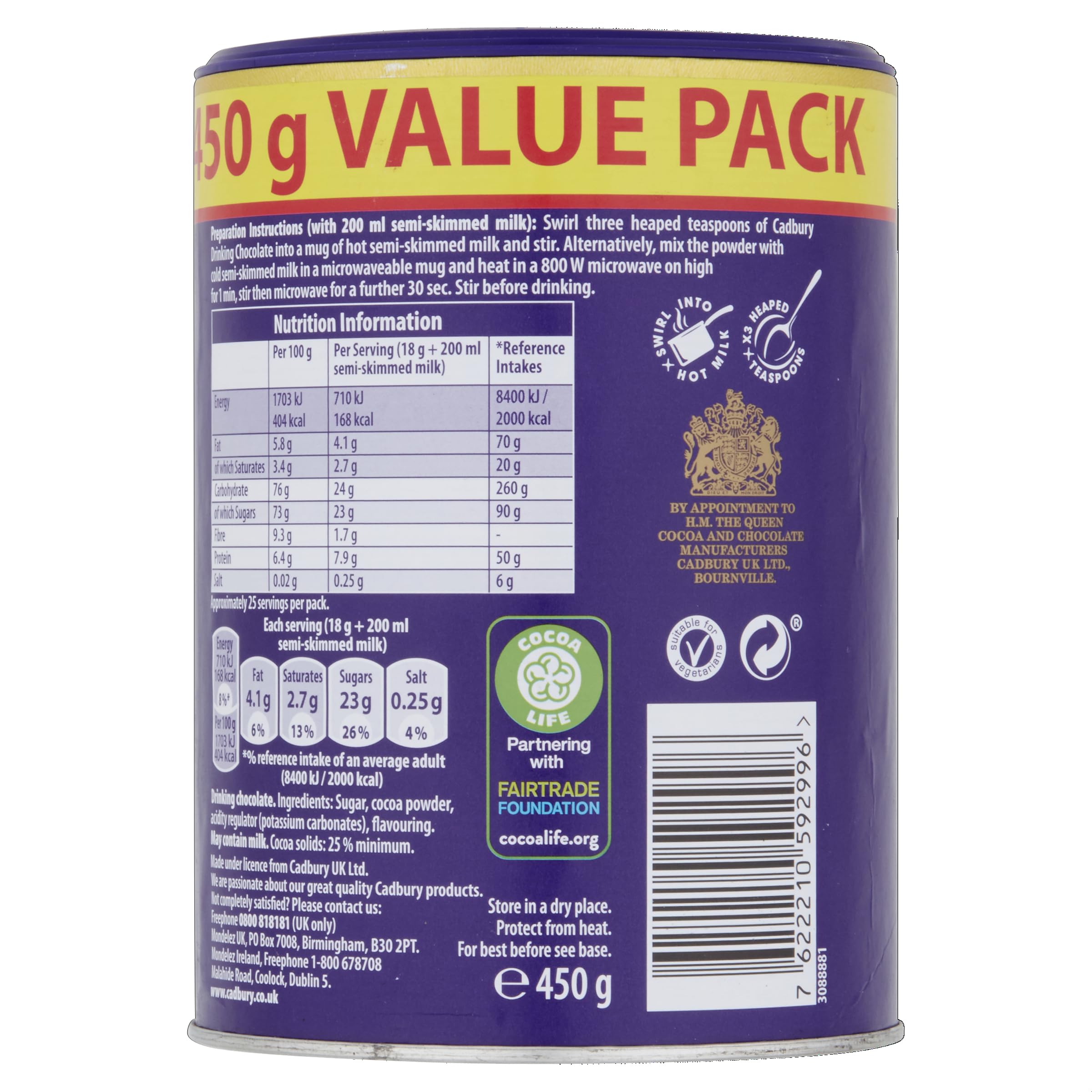 Cadbury – Die Original Heiße Schokolade, unwiderstehlich cremig, Vorteilspackung (450 g) 5