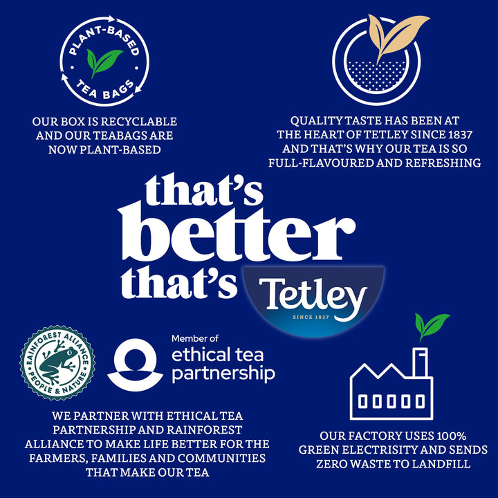 Tetley Lemon Green Tea Bags - Rainforest Alliance Certified - Plant-Based - 25 Tea Bags