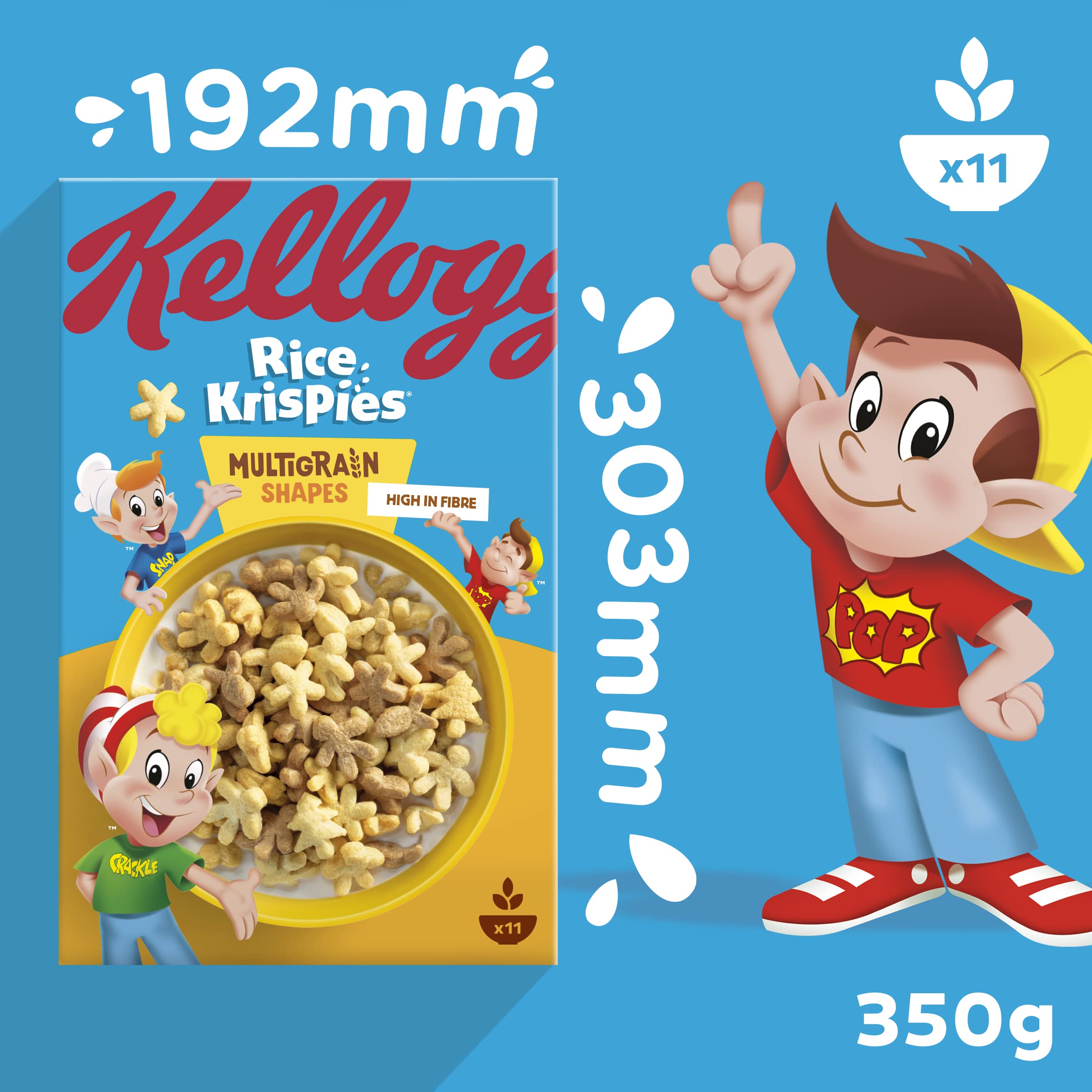Kellogg's Rice Krispies Multigrain Shapes Cereal - High in Fibre, Sweetened Rice & Oat Shapes | 350g 6