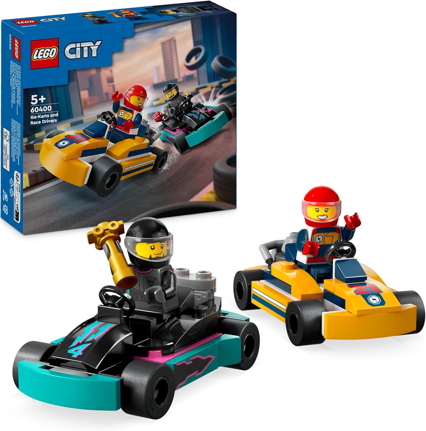 LEGO City Go-Karts und Rennfahrer-Spielset – Baubare Rennfahrzeuge mit Minifiguren für Kinder ab 5 Jahren