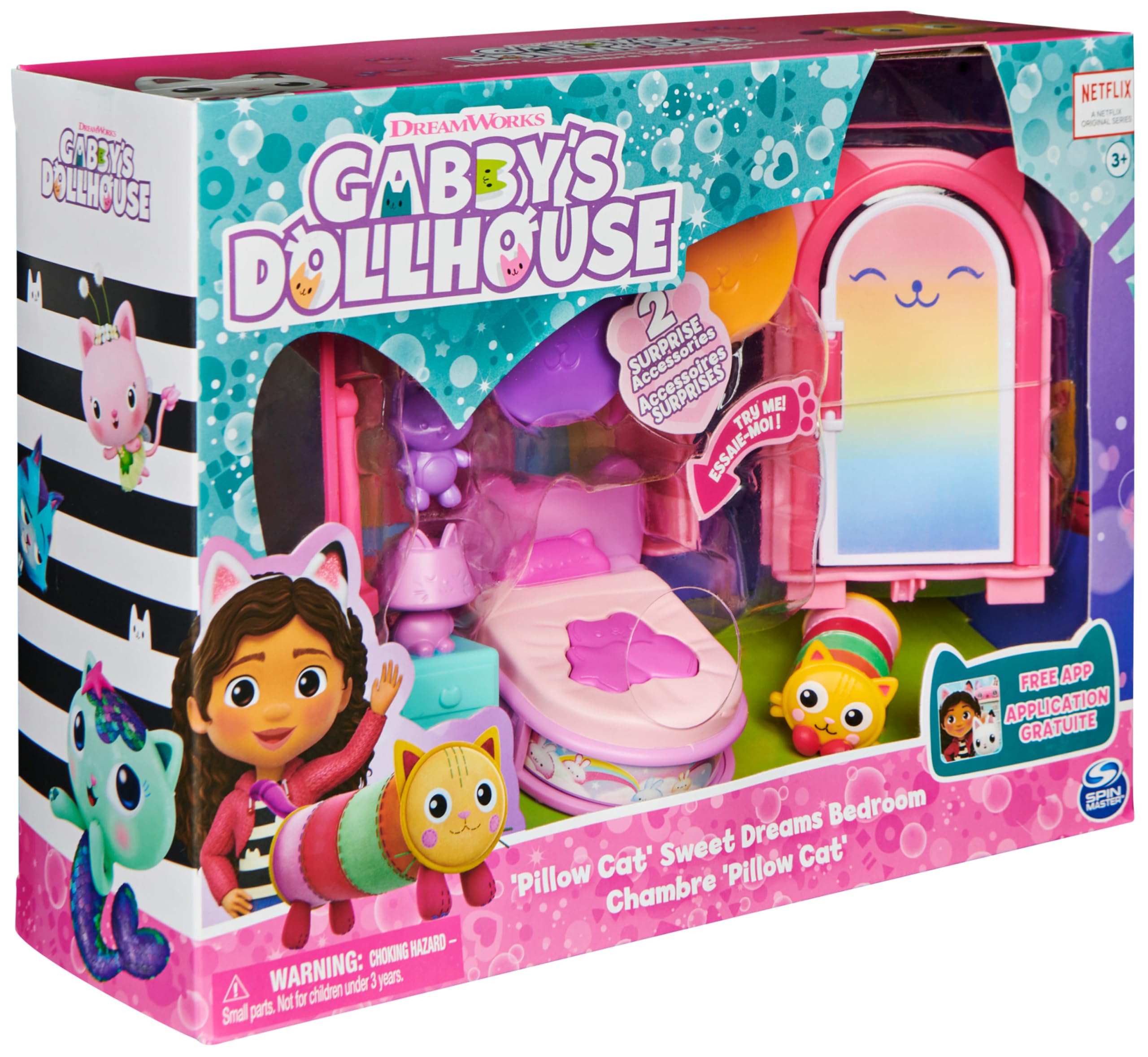 Gabby’s Dollhouse Sweet Dreams Bedroom Playset with Pillow Cat Figure & 3 Accessories 8
