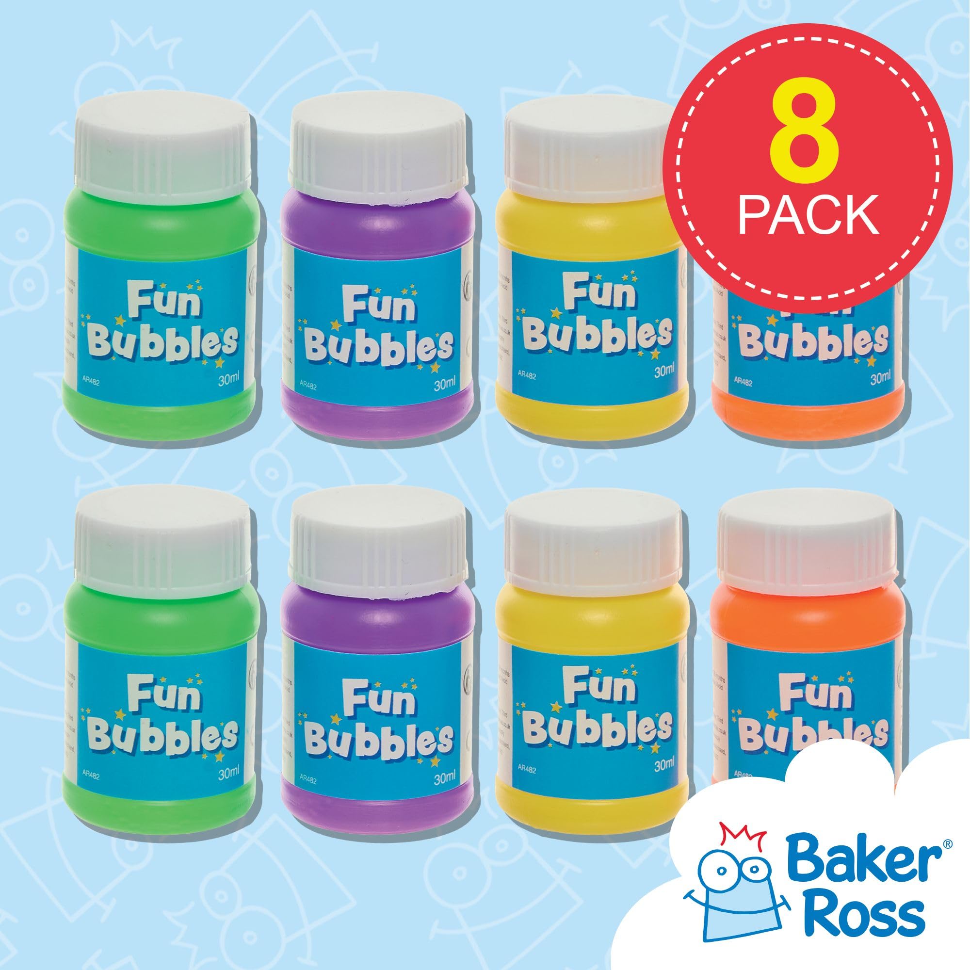 Baker Ross Mini Blow Bubbles - Pack of 8 Assorted Colors | Pocket-Sized Fun | Ideal for Parties 2