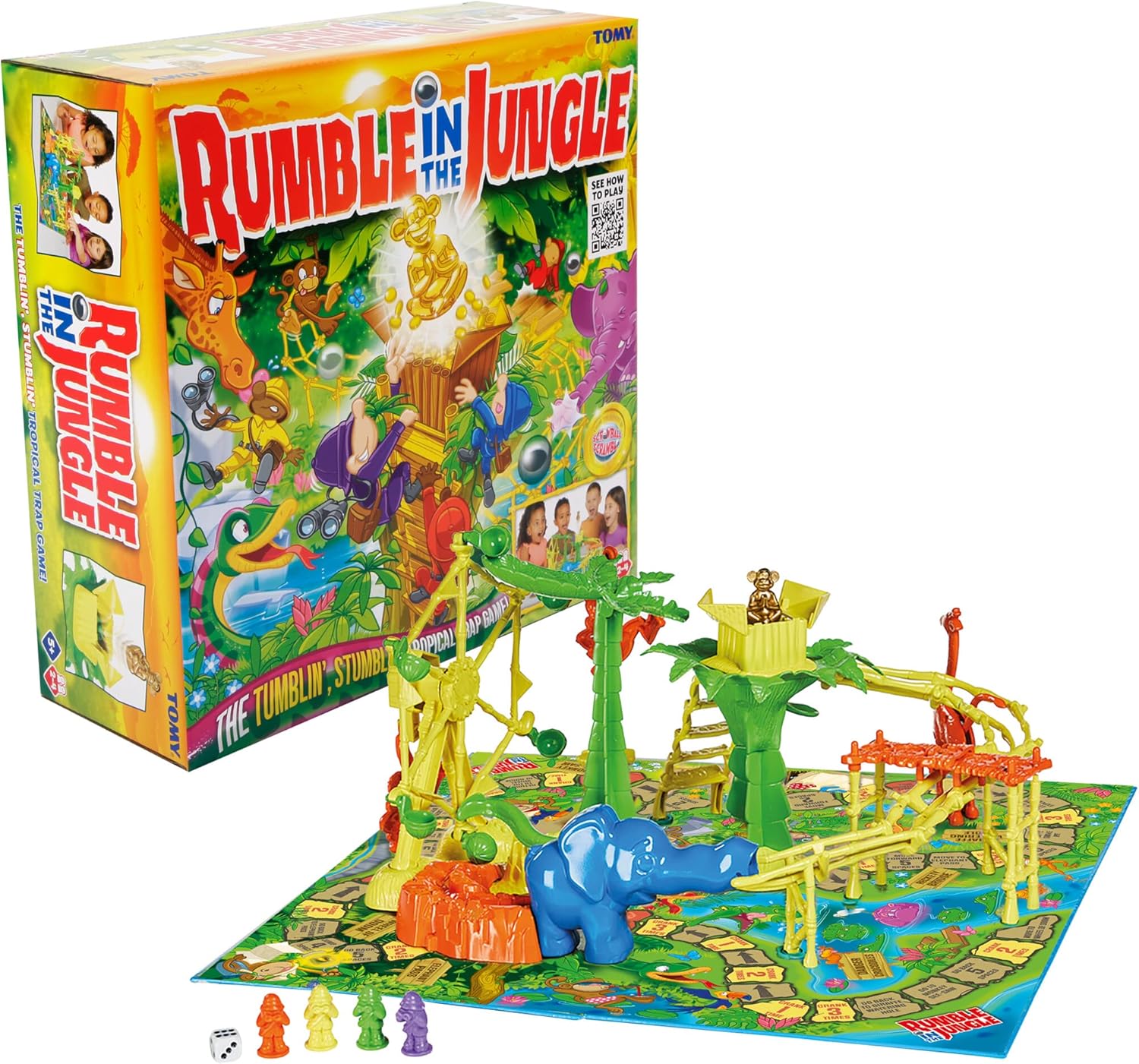 TOMY Games Rumble in the Jungle Board Game, Family Action Game for Kids & Adults 1