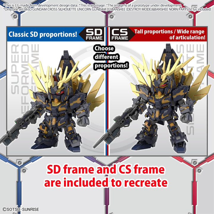 BANDAI SPIRITS SD GUNDAM -Cross Silhouette Unicorn 02 Banshee & Norn Parts -Model Kit