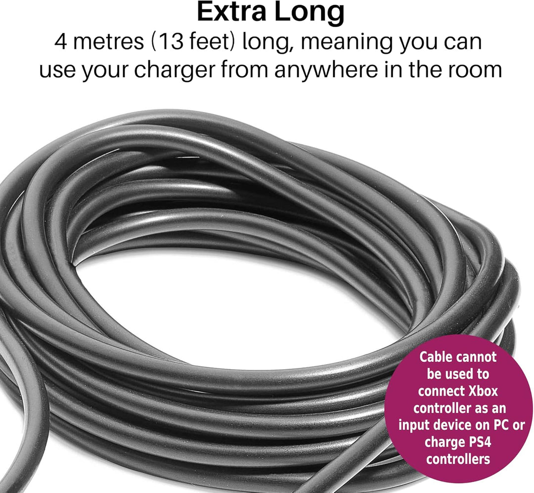 Numskull 4m Extra Long Micro USB Play & Charge Cable for Xbox One, PS4, Smartphones, Tablets