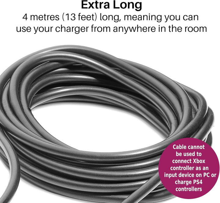 Numskull 4m Extra Long Micro USB Play & Charge Cable for Xbox One, PS4, Smartphones, Tablets