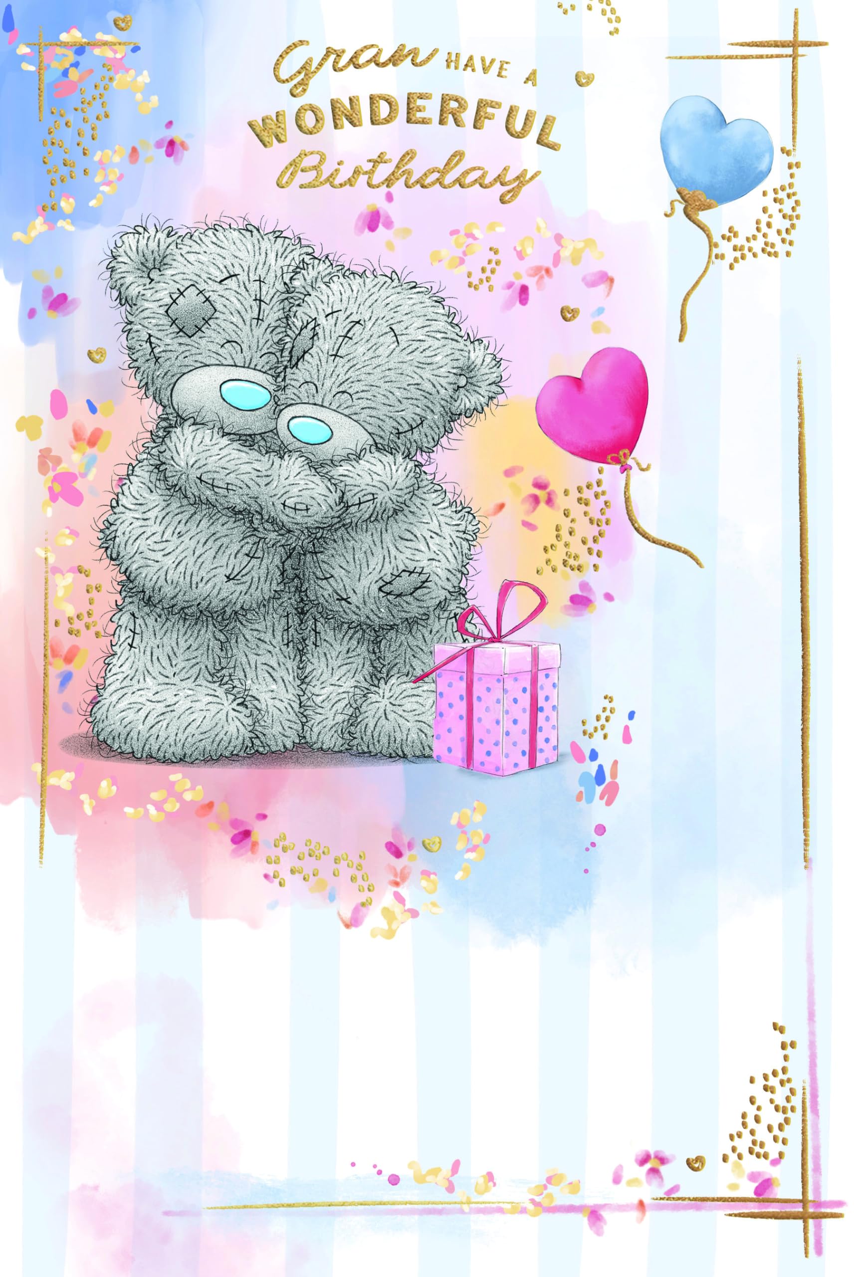 Me To You Tatty Teddy Gran Bears Hugging Luxury Gold Foil Birthday Card | 6 x 9 inches