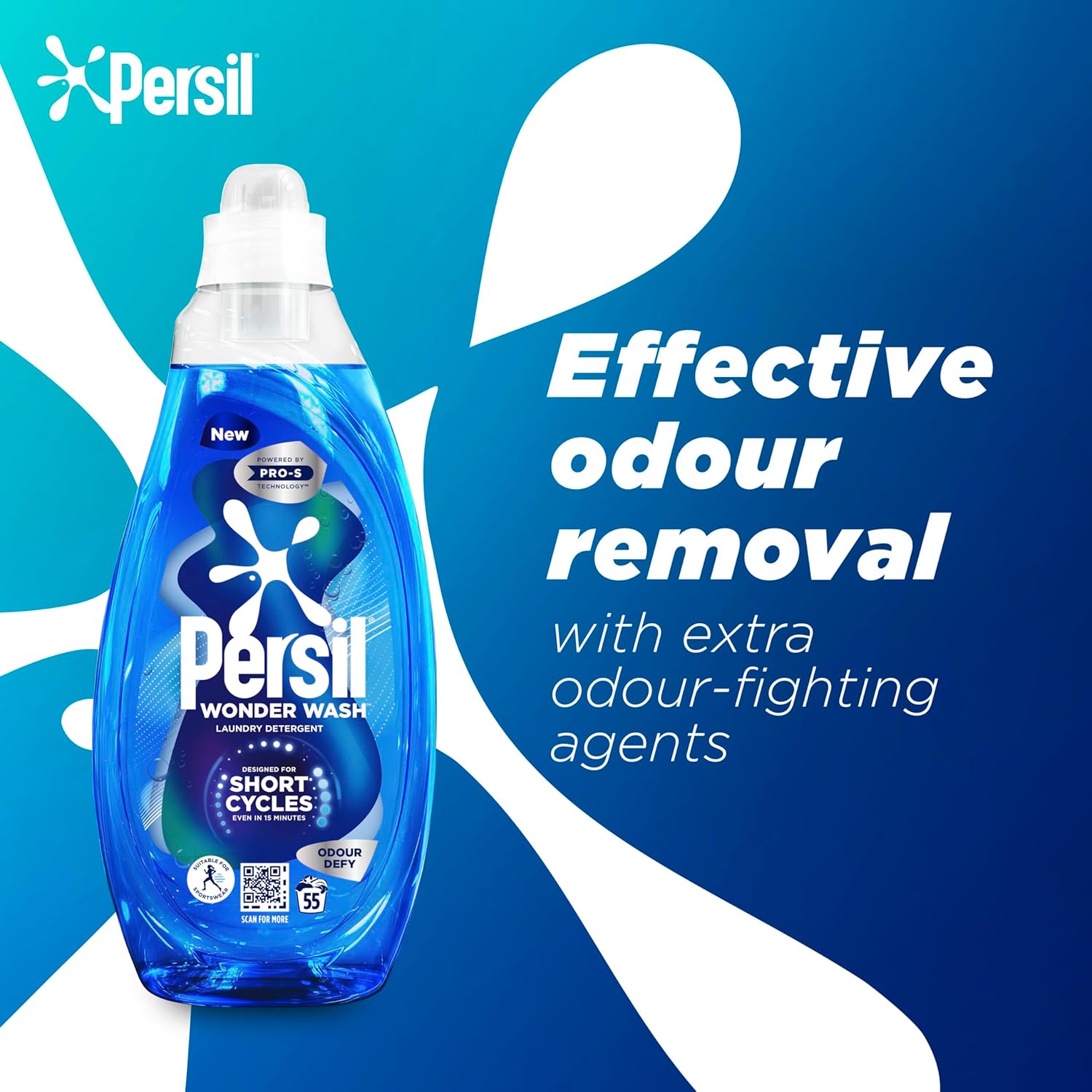 Persil Wonder Wash Odour Defy Bio Liquid Laundry Detergent 1.485 L (55 Washes) 6