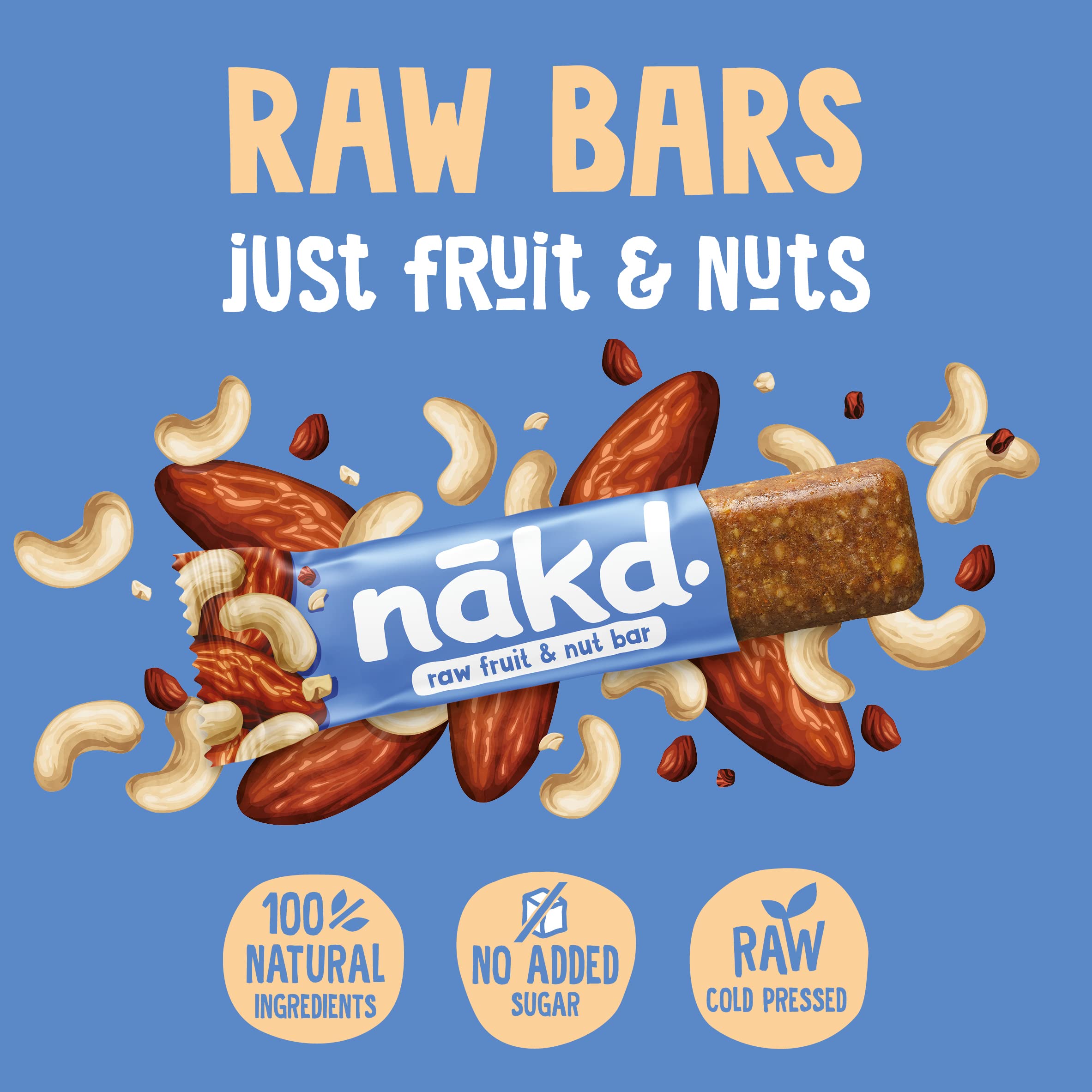 Nakd Cashew Cookie Natural Fruit & Nut Bars - Vegan, Gluten Free, No Added Sugar - 35g x 18 3