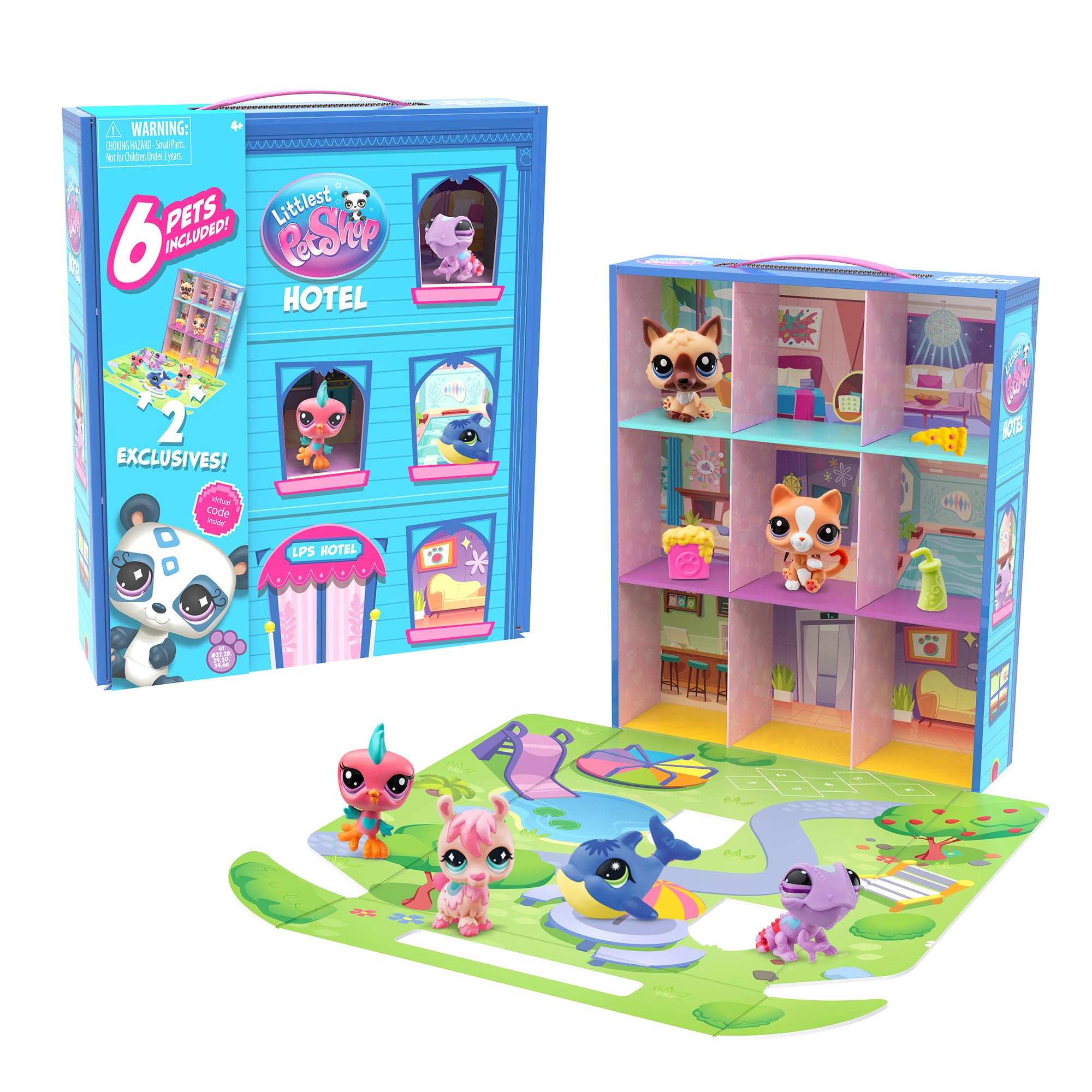 Littlest Pet Shop Bandai Playful Pet Hotel - 6 LPS Minis with Accessories & Virtual Code 1