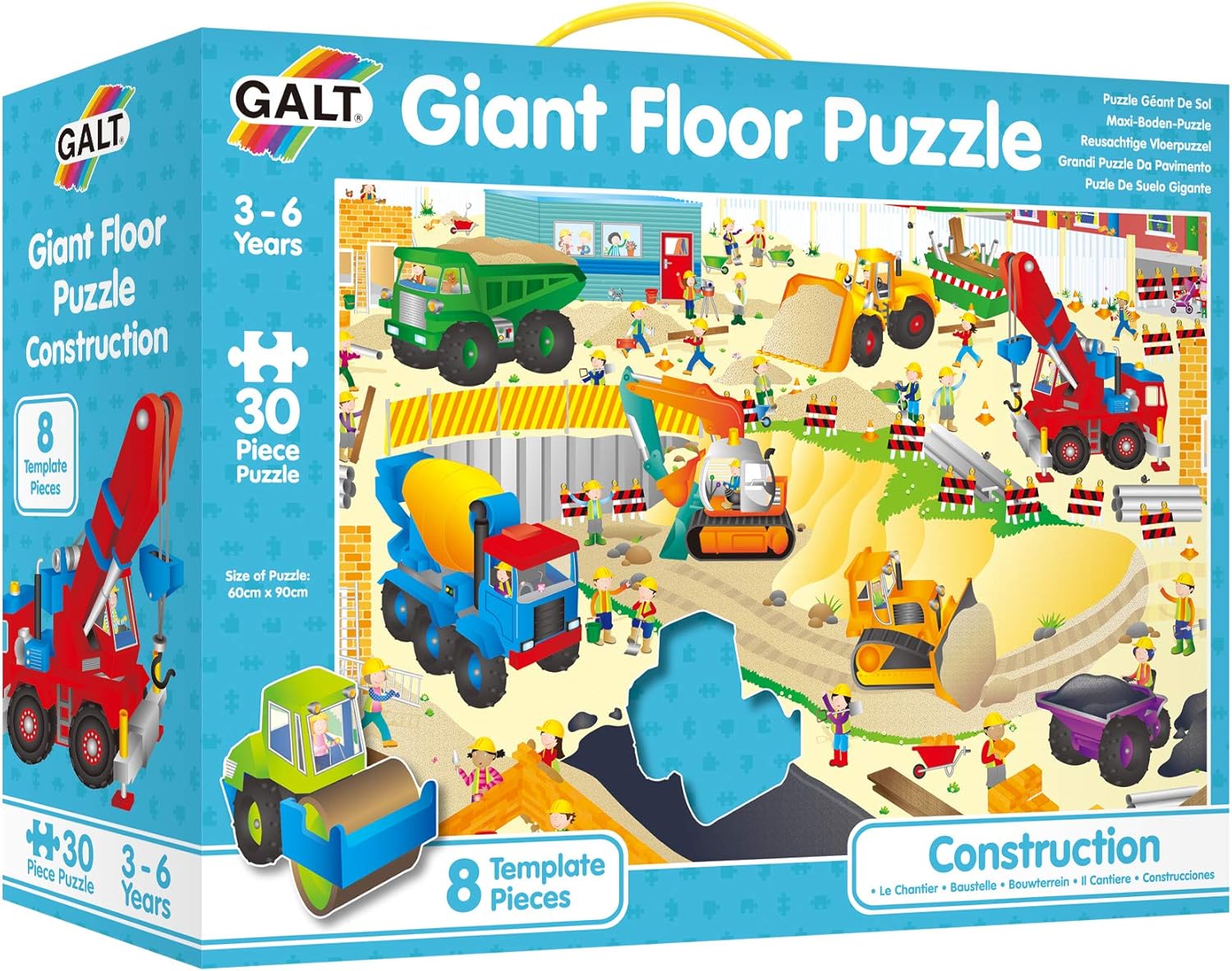Galt Toys Giant Floor Puzzle - Construction Site, 30-Piece Educational Puzzle for Kids Ages 3-6 1