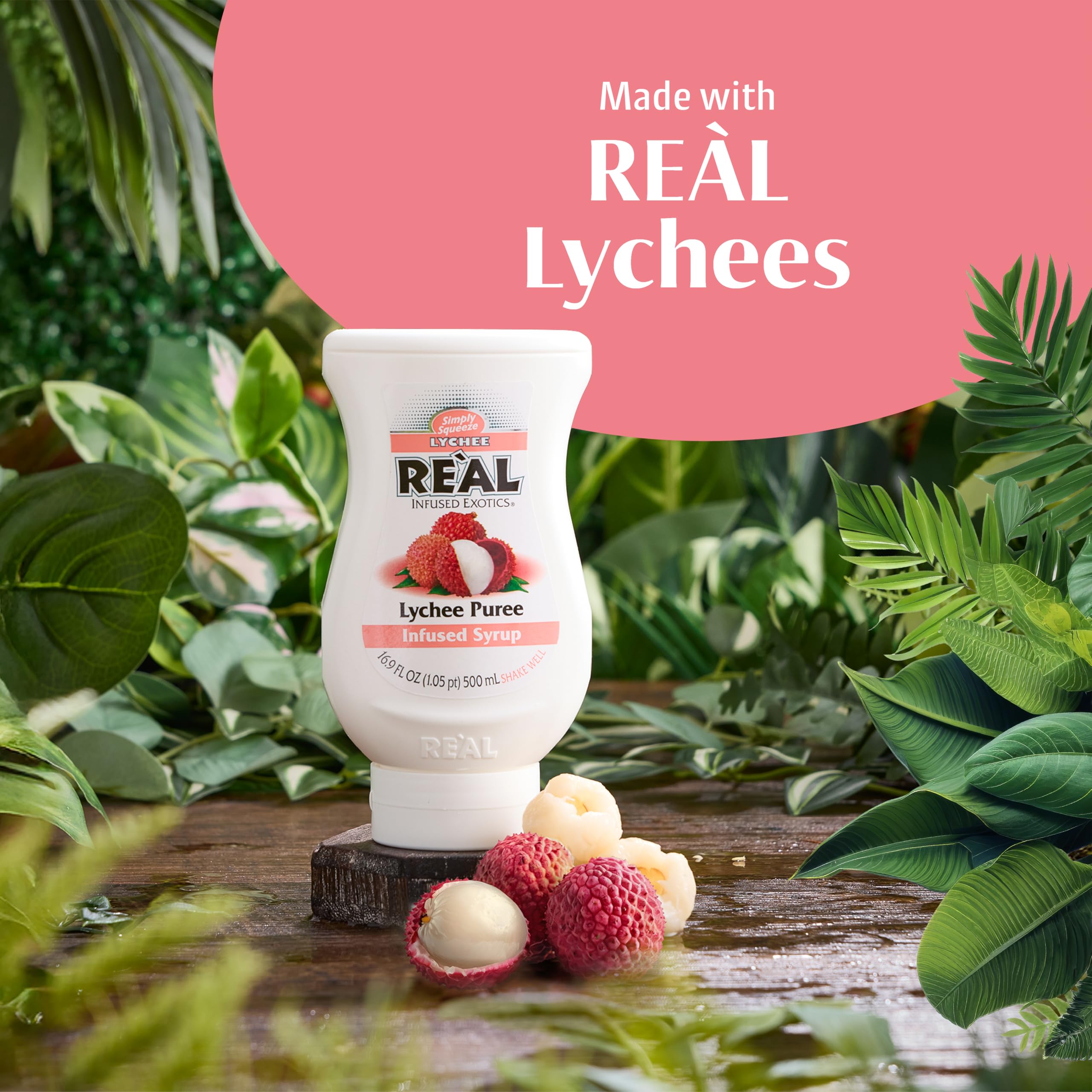 Reàl Infused Exotics Lychee Puree Infused Fruit Syrup - 40% Real Lychee | 500 ml Squeezy Bottle 3