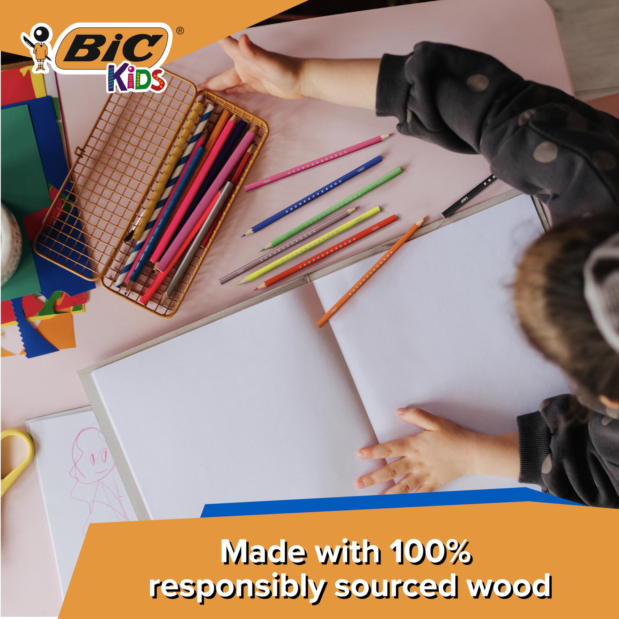 BIC Kids Smooth Colouring Pencils - 54 Shades | Pack of 54 | Ages 5+ 5