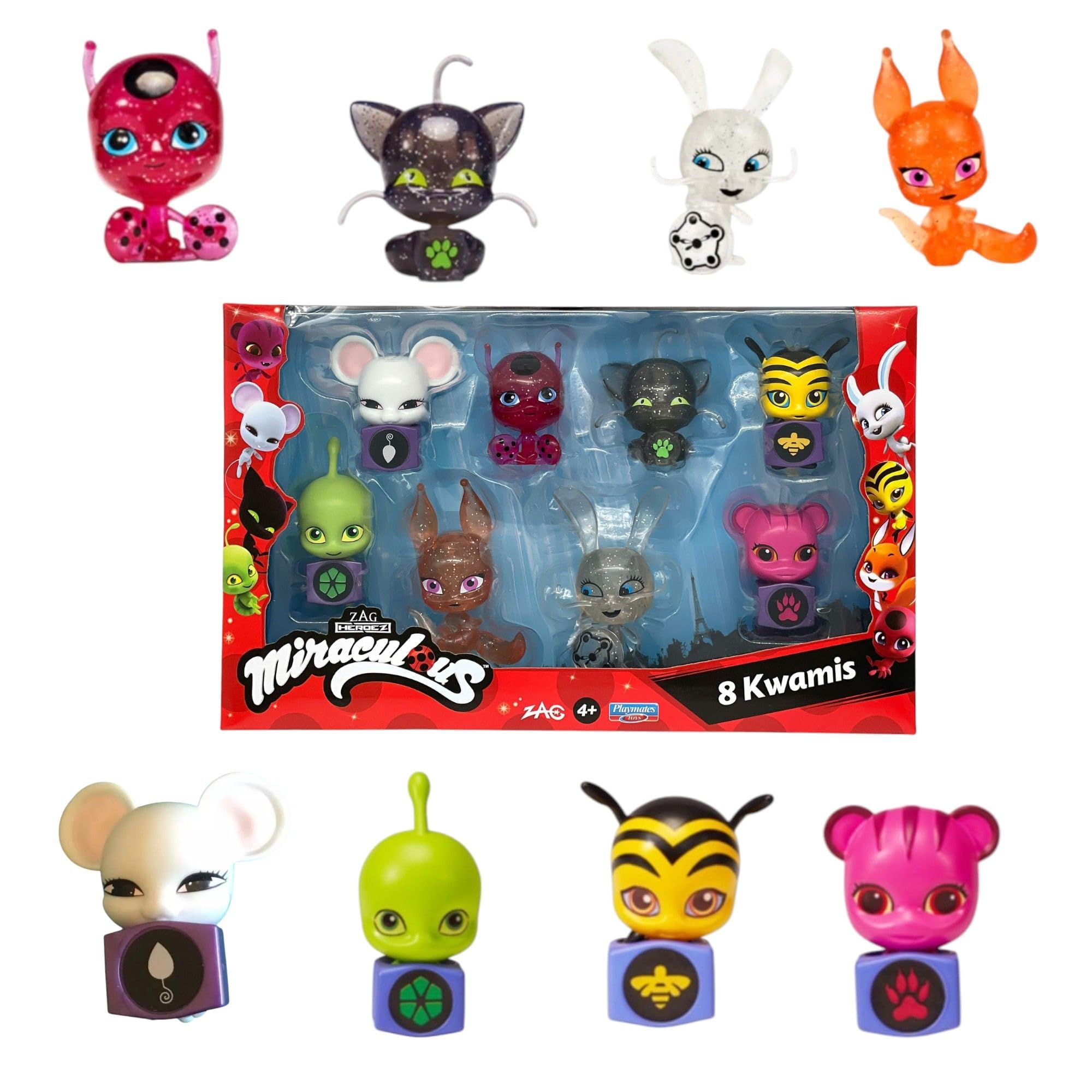 Miraculous Bandai Ladybug and Cat Noir Kwami Surprise 8 Pack - Collectible Plastic Figures for Kids 1
