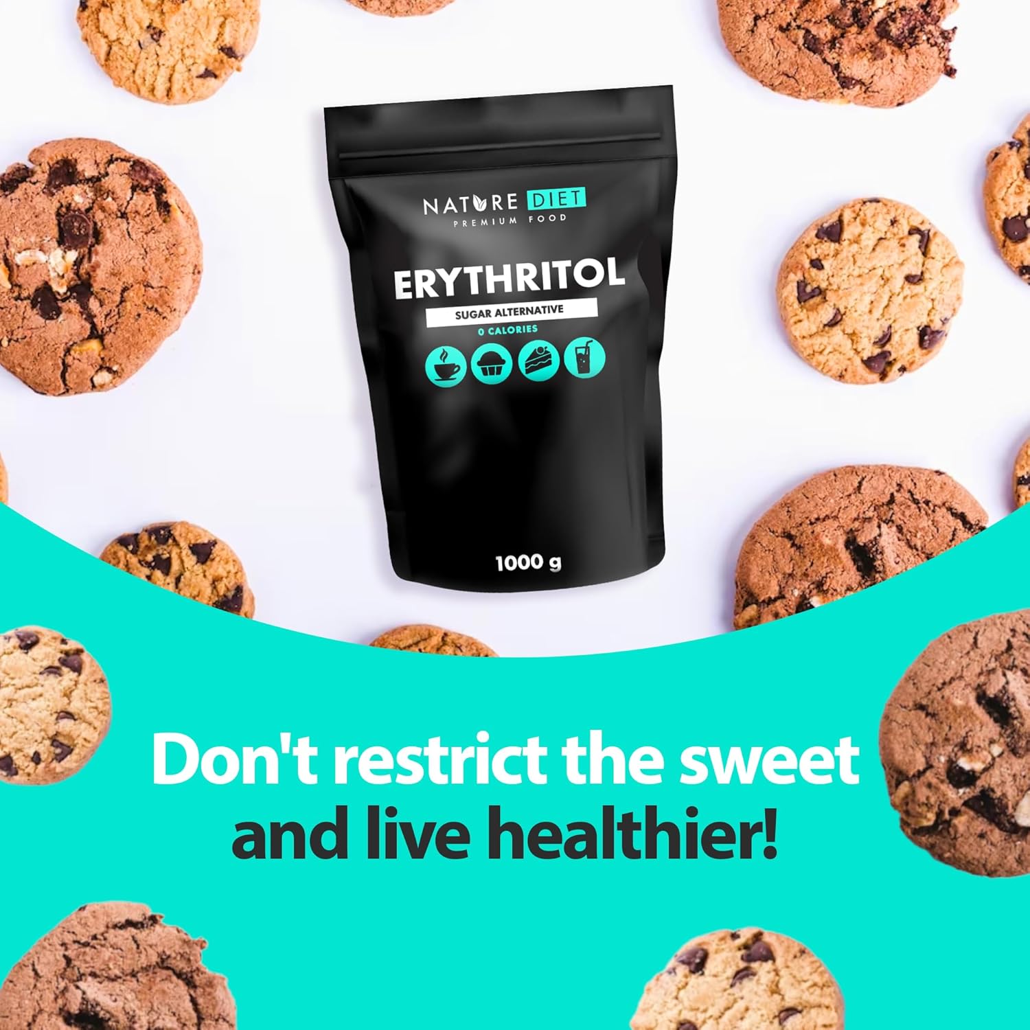 Nature Diet - Erythritol 1000 g, Natural Sweetener, Zero Calories, Sugar Substitute 7