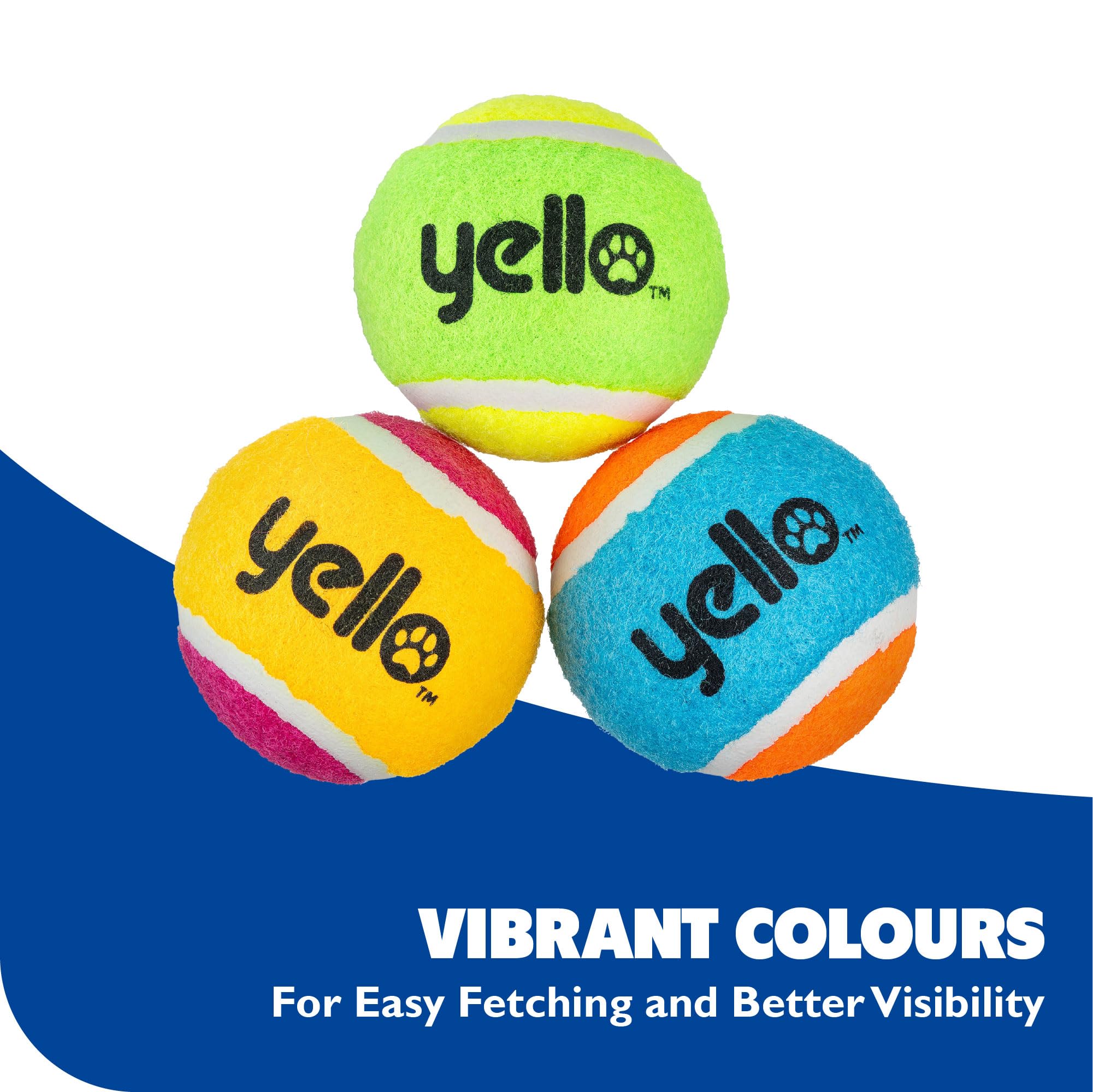 Yello 3 Pack Dog Tennis Balls - Interactive Fetch & Play | All Breed Sizes 6