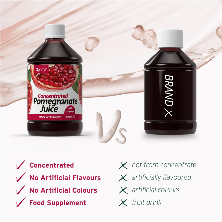 Optima Pomegranate Juice Concentrate 500ml - Vegan Liquid Food Supplement