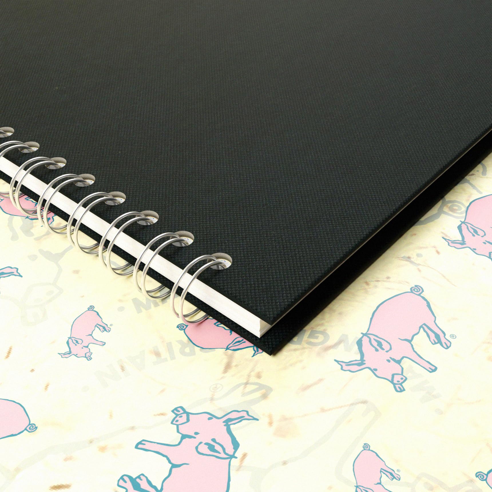 Pink Pig A4 Portrait Wirebound Sketchbook | 150 gsm Acid Free Cartridge Paper | 35 Leaves | Black Cover 4