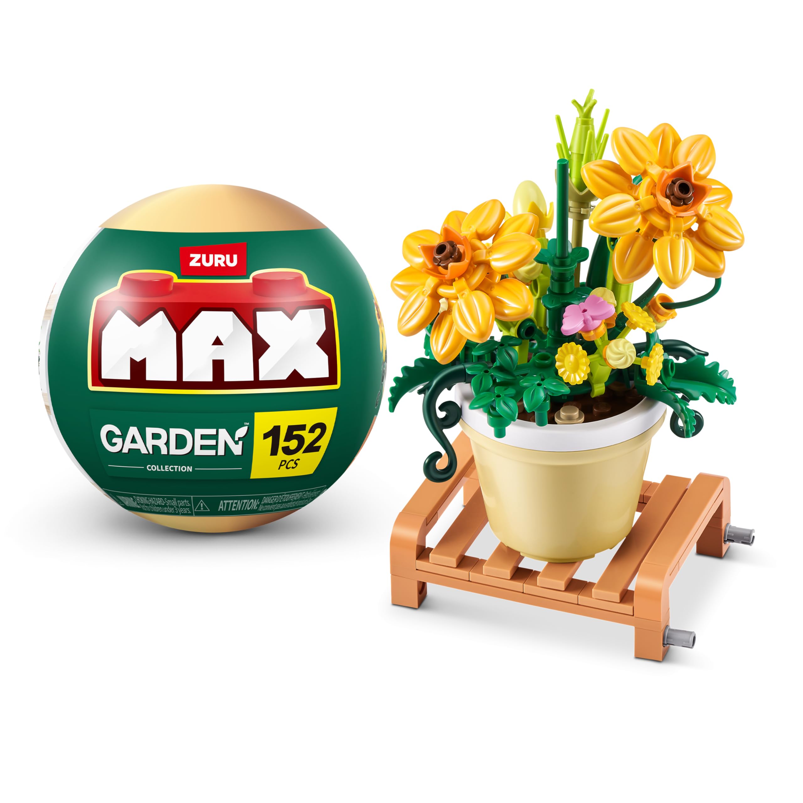 MAX Premium Garden Pot Plants Building Bricks - 152-Piece Cosmos Sulphureus Set 1