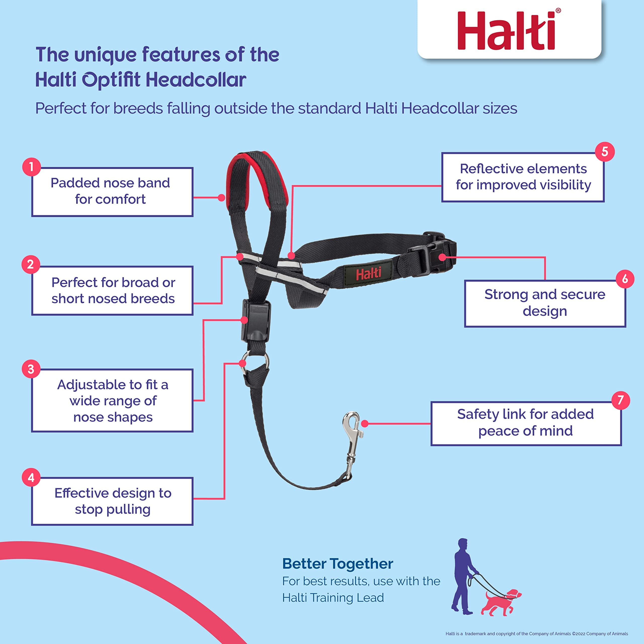 Halti Optifit Headcollar for Dogs - Stops Pulling, Adjustable Fit, Small, Black